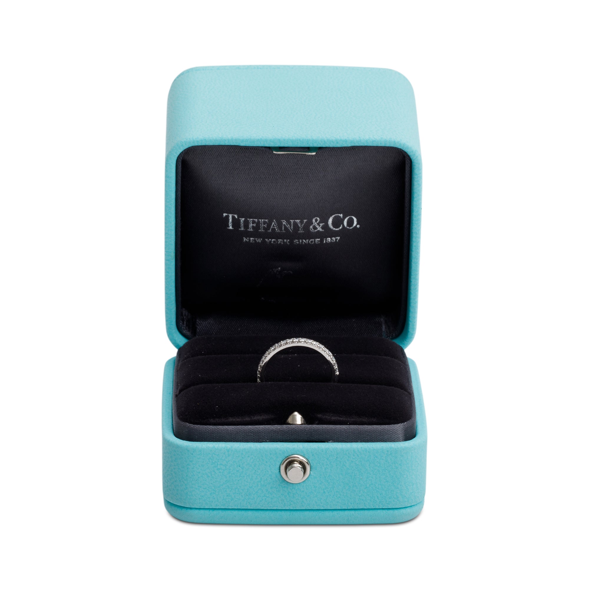 Tiffany & Co. Platinum Soleste Half Eternity Diamond Band Ring, Size 4 w/ Box