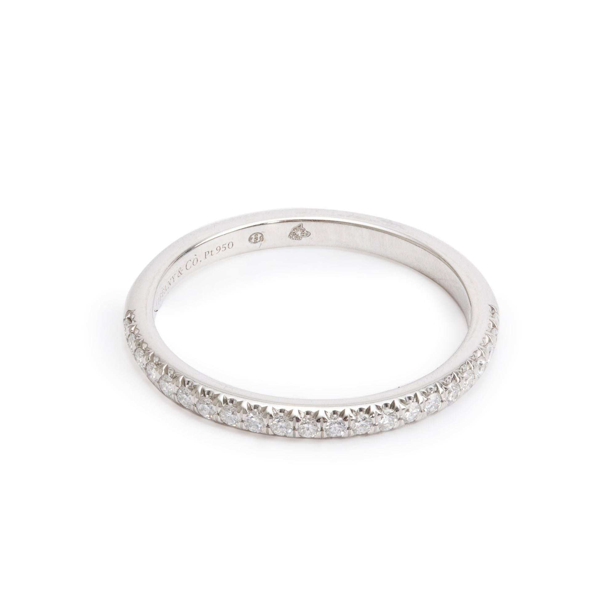 Tiffany & Co. Platinum Soleste Half Eternity Diamond Band Ring, Size 7