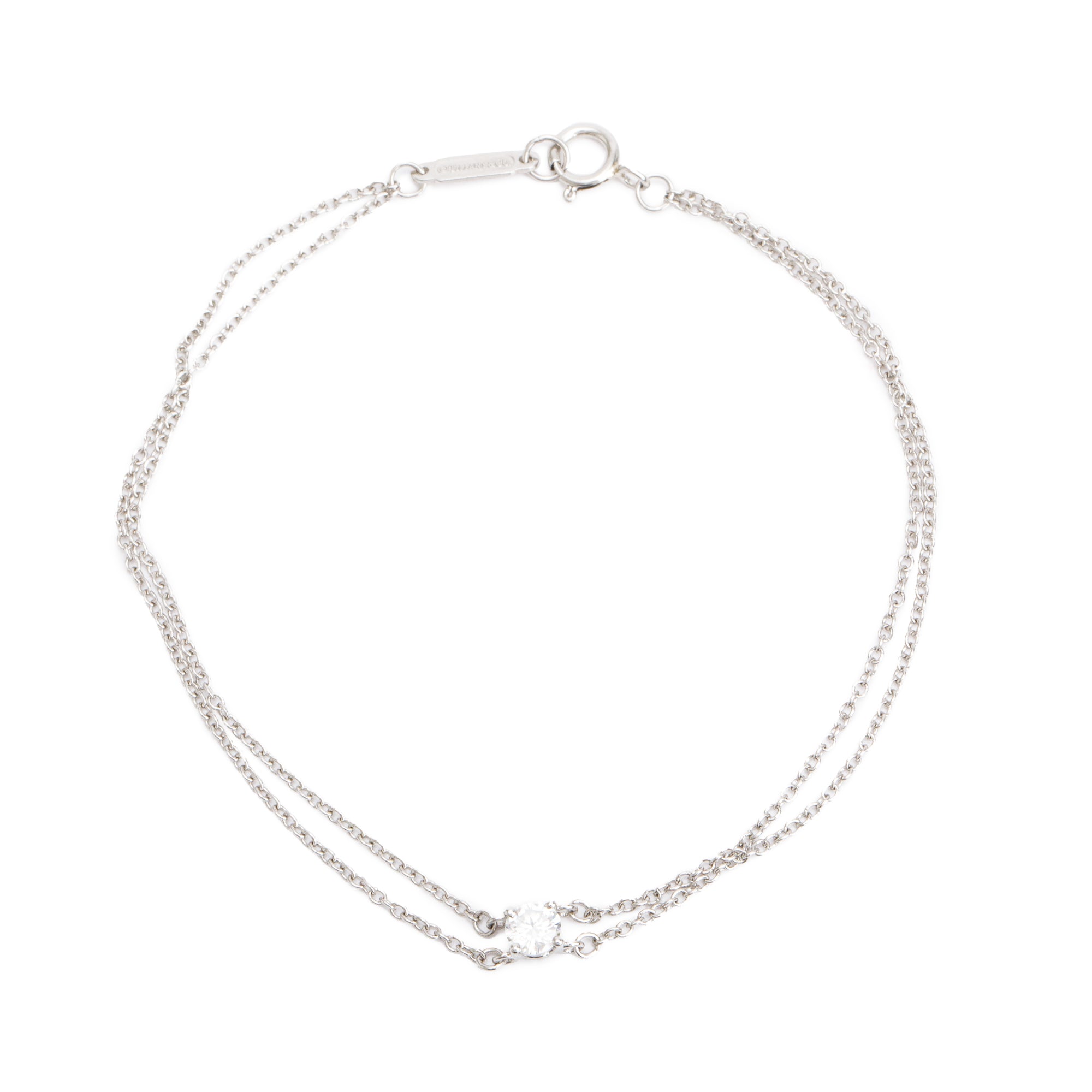 Tiffany & Co. Platinum Solitaire Diamond Bracelet w/ Box