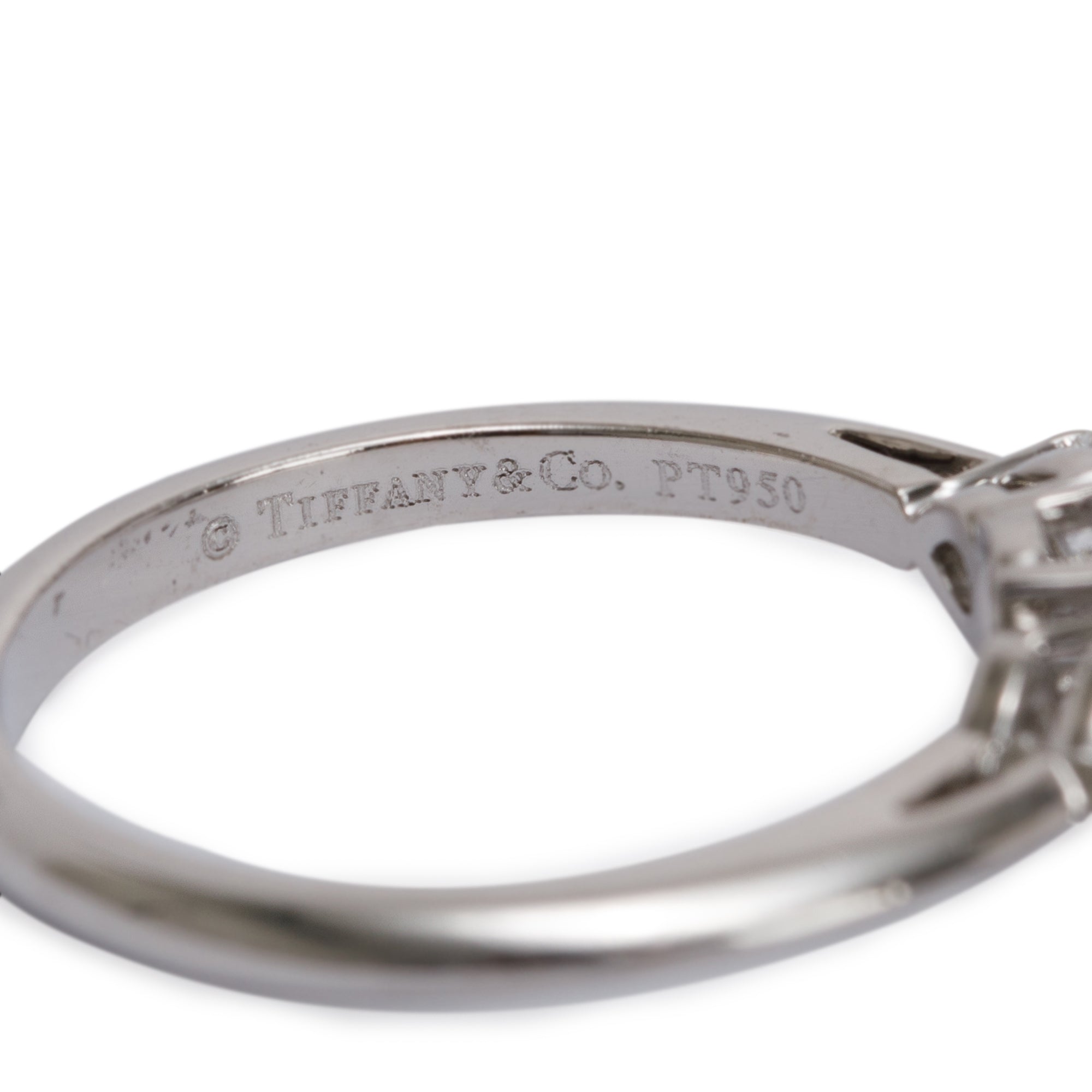 Tiffany & Co. Platinum Three Stone Diamond Ring w/ Box & Certificates