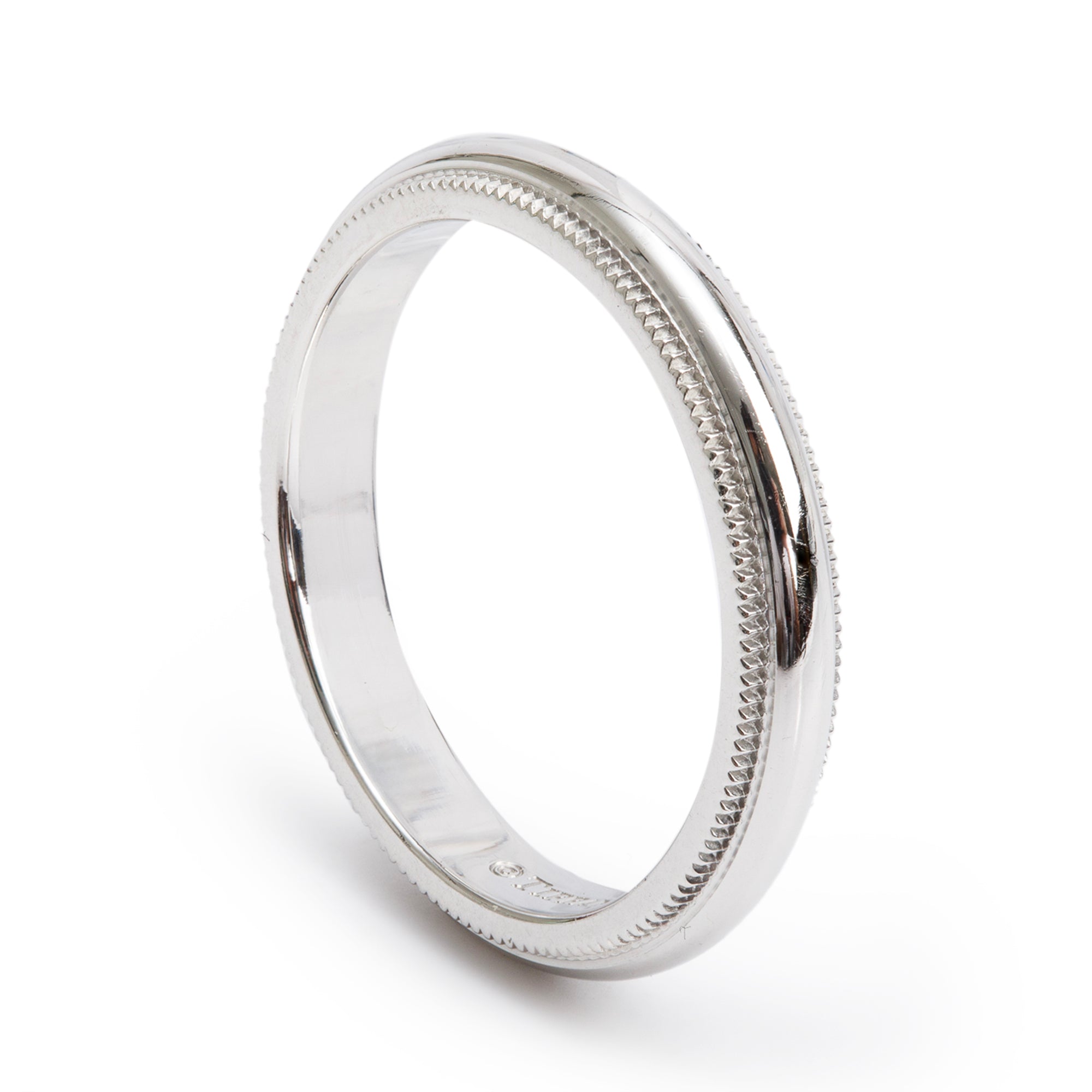 Tiffany & Co. Platinum Together Milgrain 3 MM Wedding Band Ring, Size 5.75