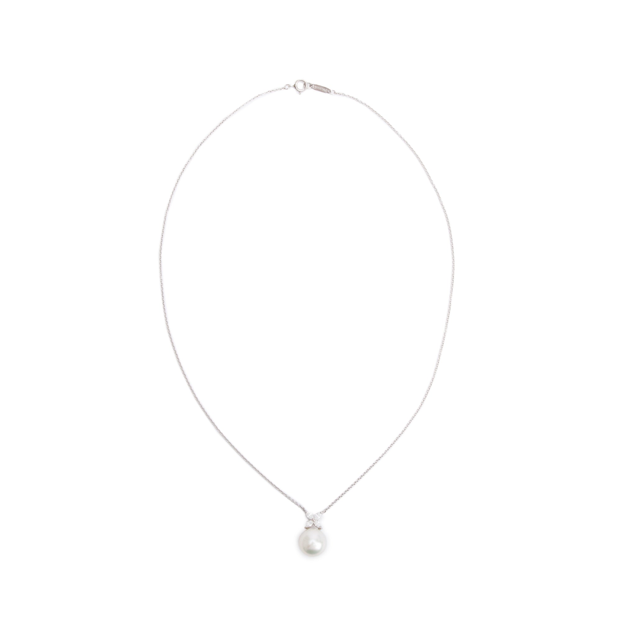 Tiffany & Co. Platinum Victoria South Sea Pearl & Diamond Pendant Necklace