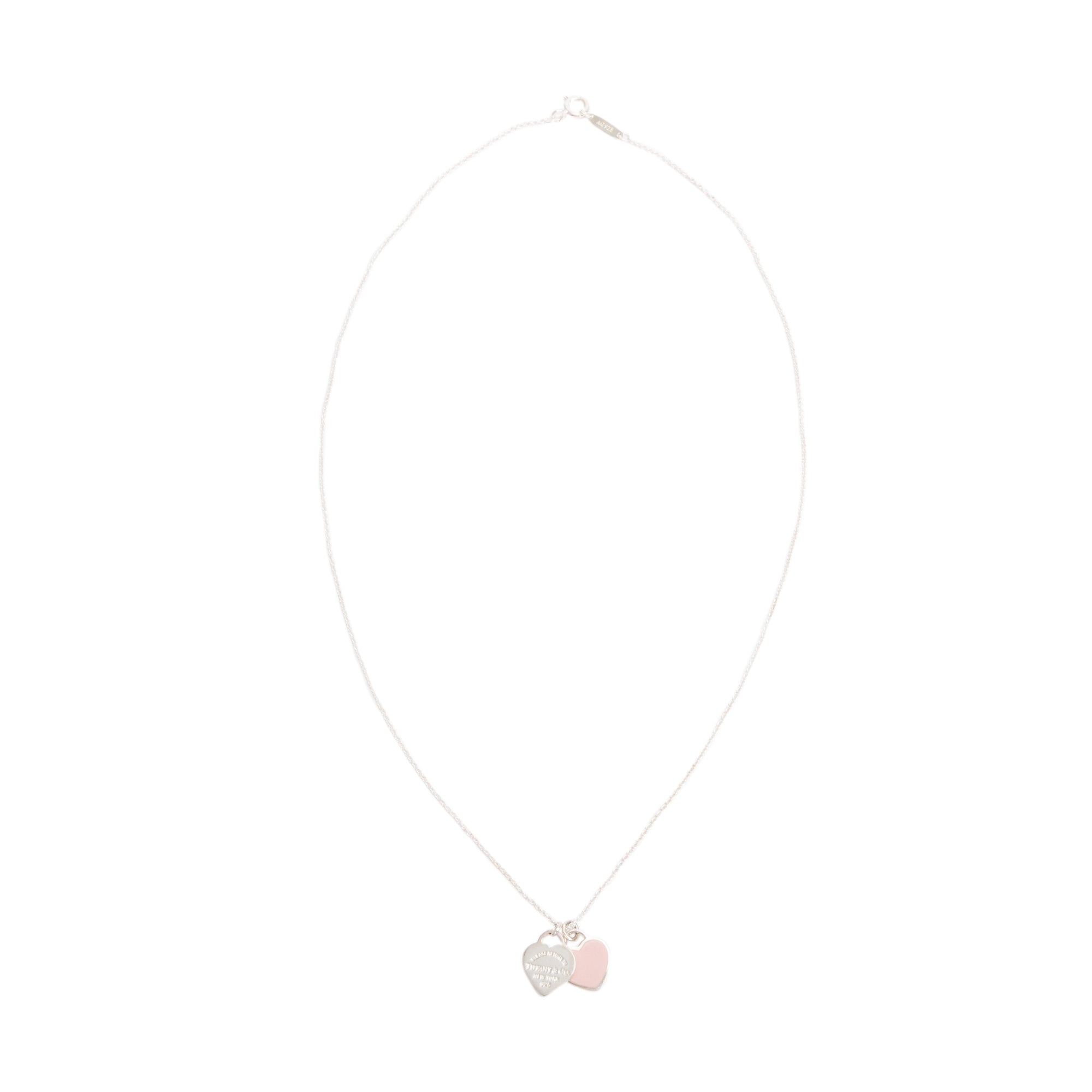 Tiffany & Co. Return to Tiffany Mini Double Heart Tag Pendant Necklace with Pink Enamel