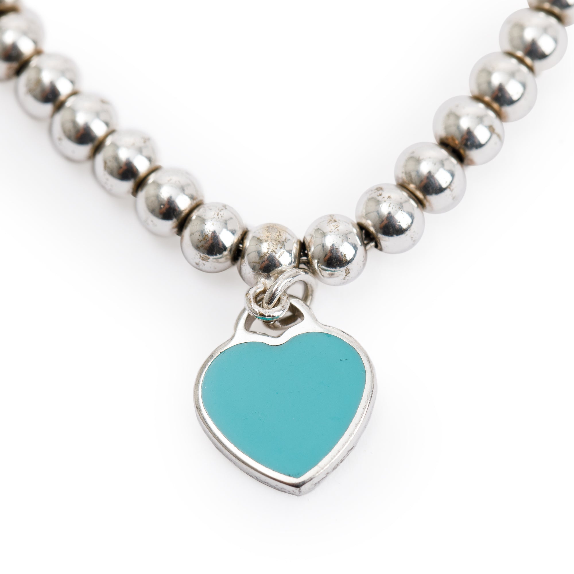 Tiffany & Co. Return to Tiffany Mini Heart Tag Bead Bracelet with Blue Enamel