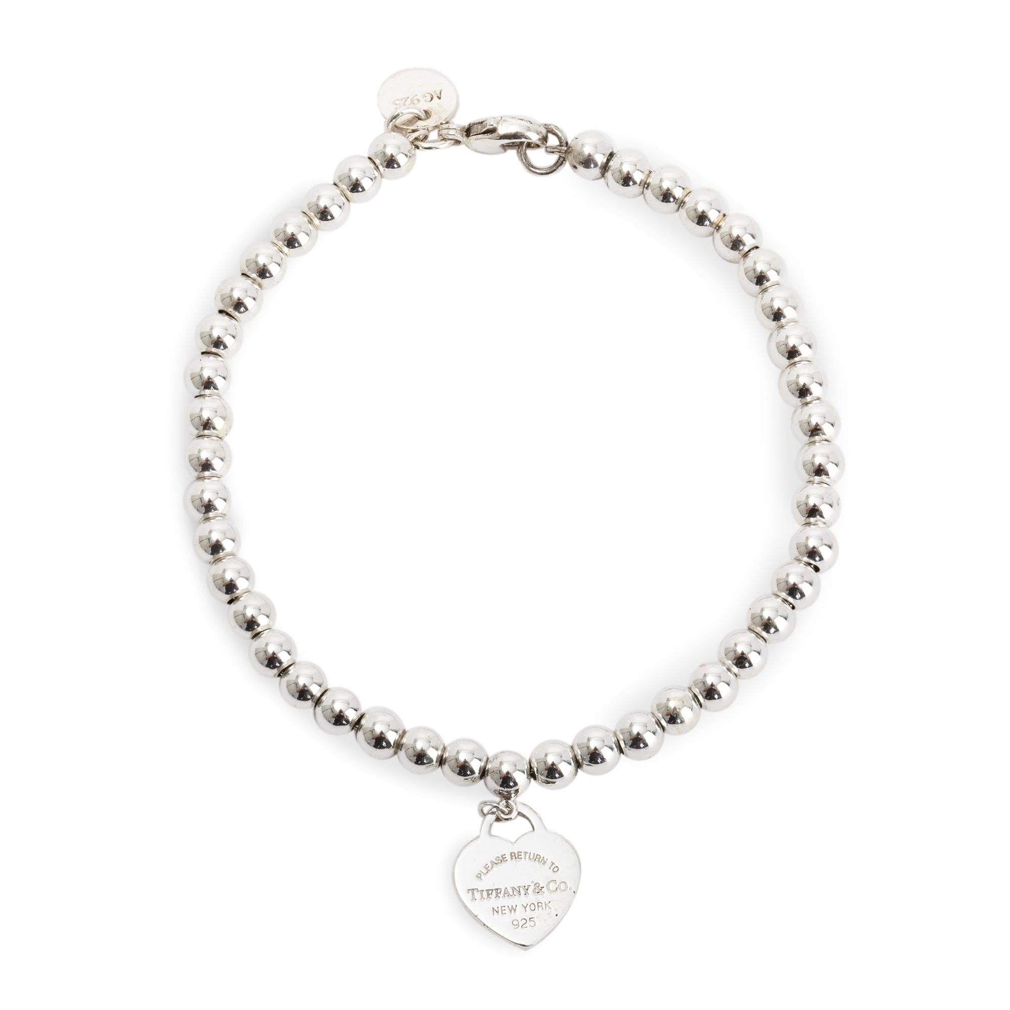 Tiffany & Co. Return to Tiffany Mini Heart Tag Bead Bracelet with Pink Enamel