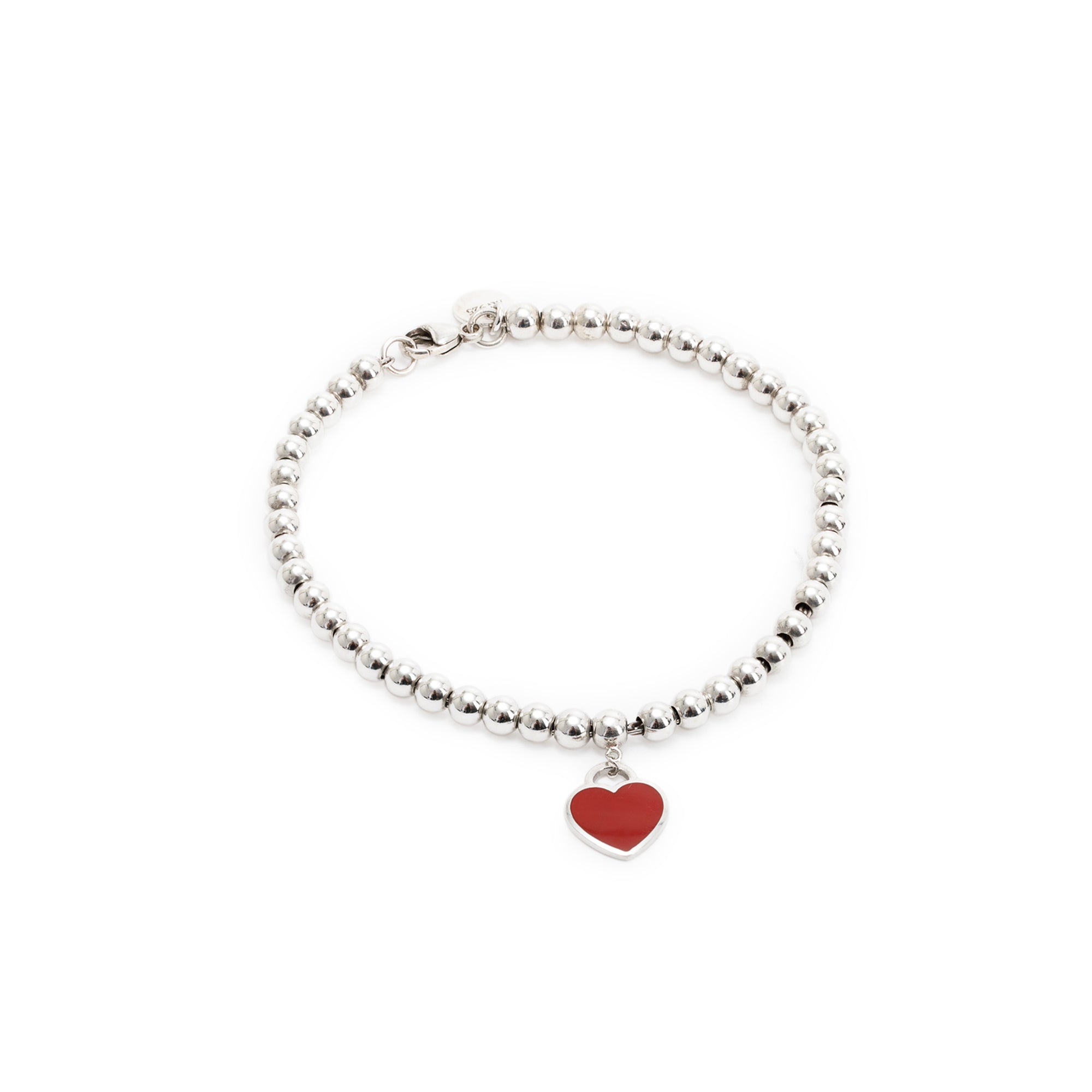 Tiffany & Co. Return to Tiffany Mini Heart Tag Bead Bracelet with Red Enamel