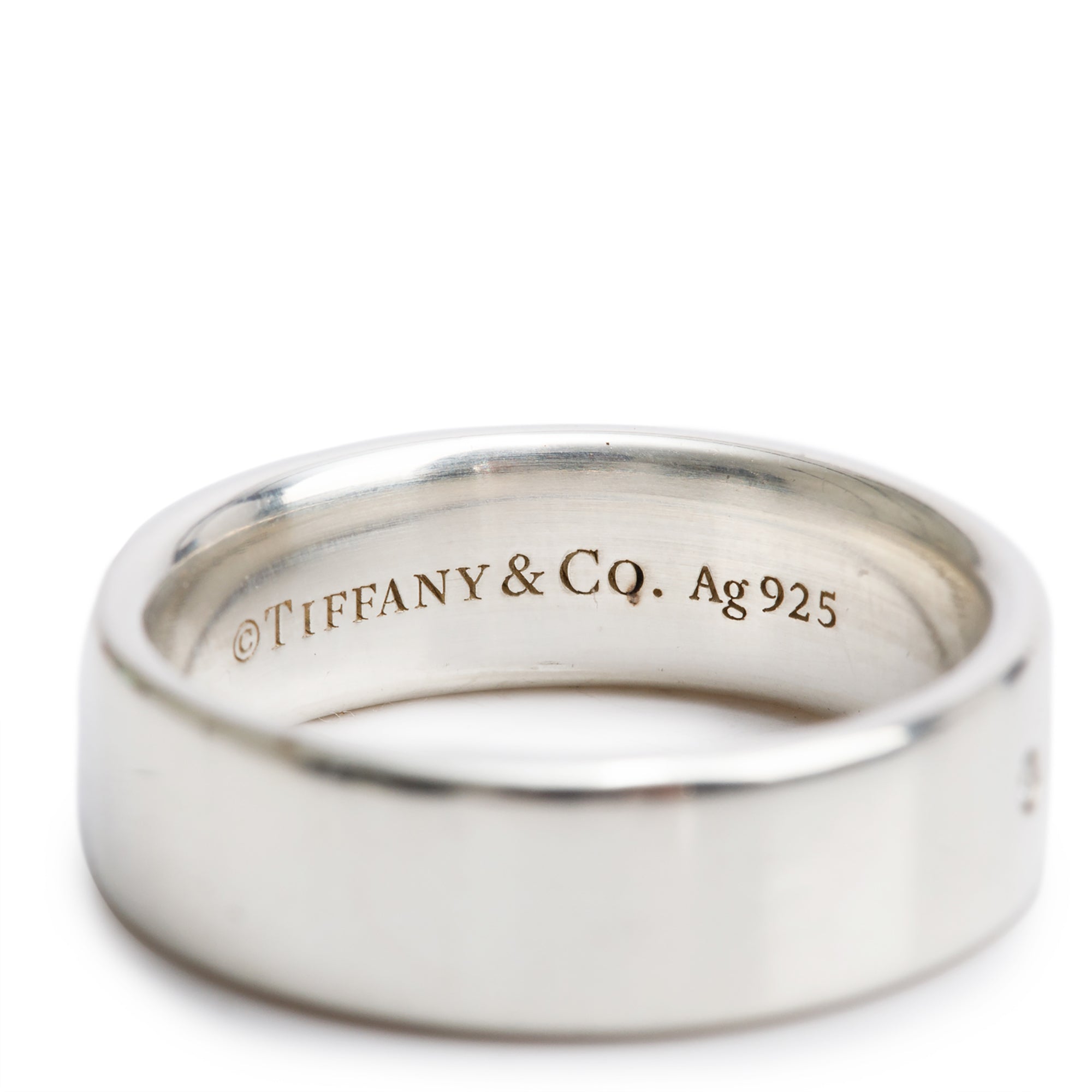 Tiffany & Co. Return to Tiffany Sterling Silver Diamond 6 MM Ring, Size 6.25