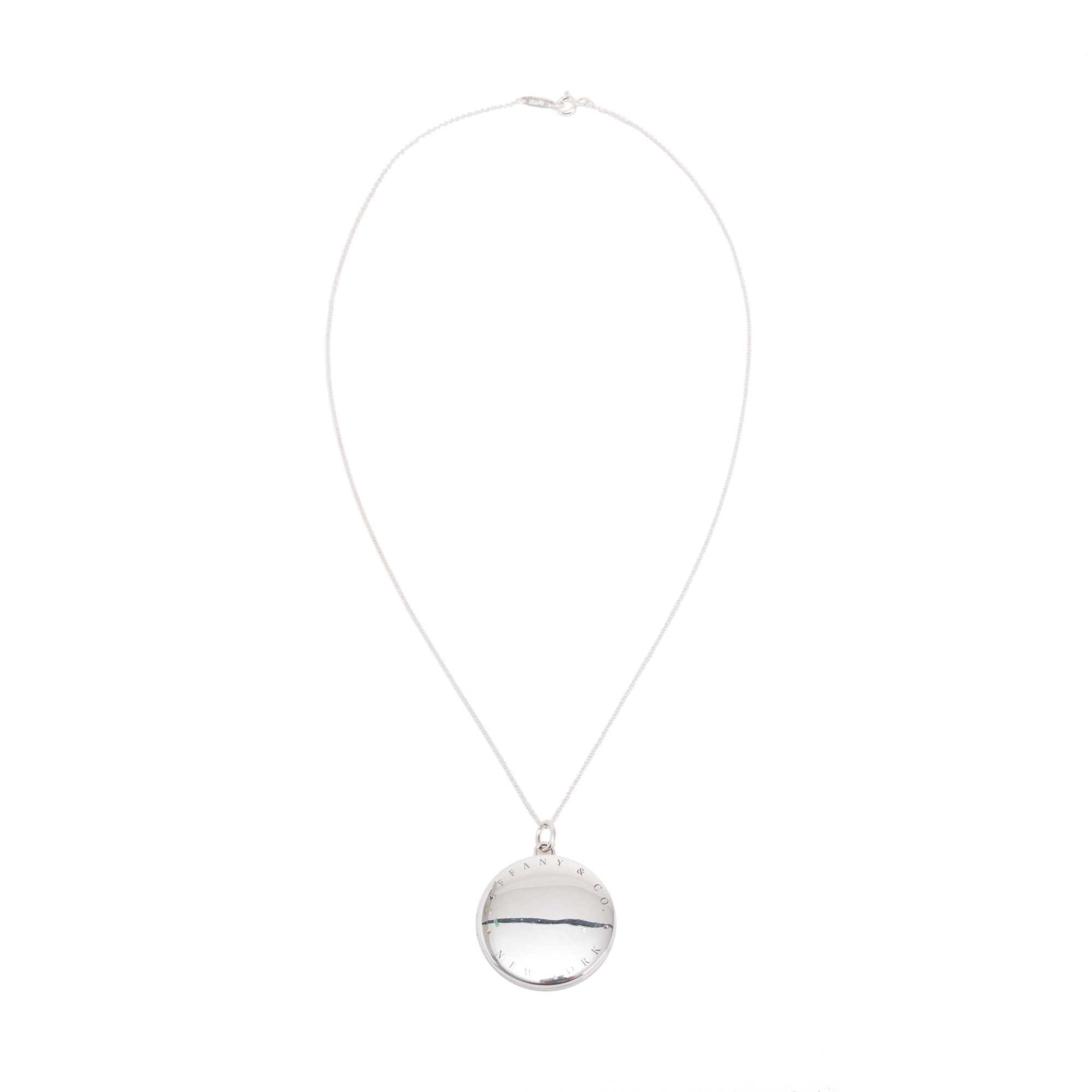 Sterling Silver Plated Round Photo Locket Pendant With Snake Chain Necklace