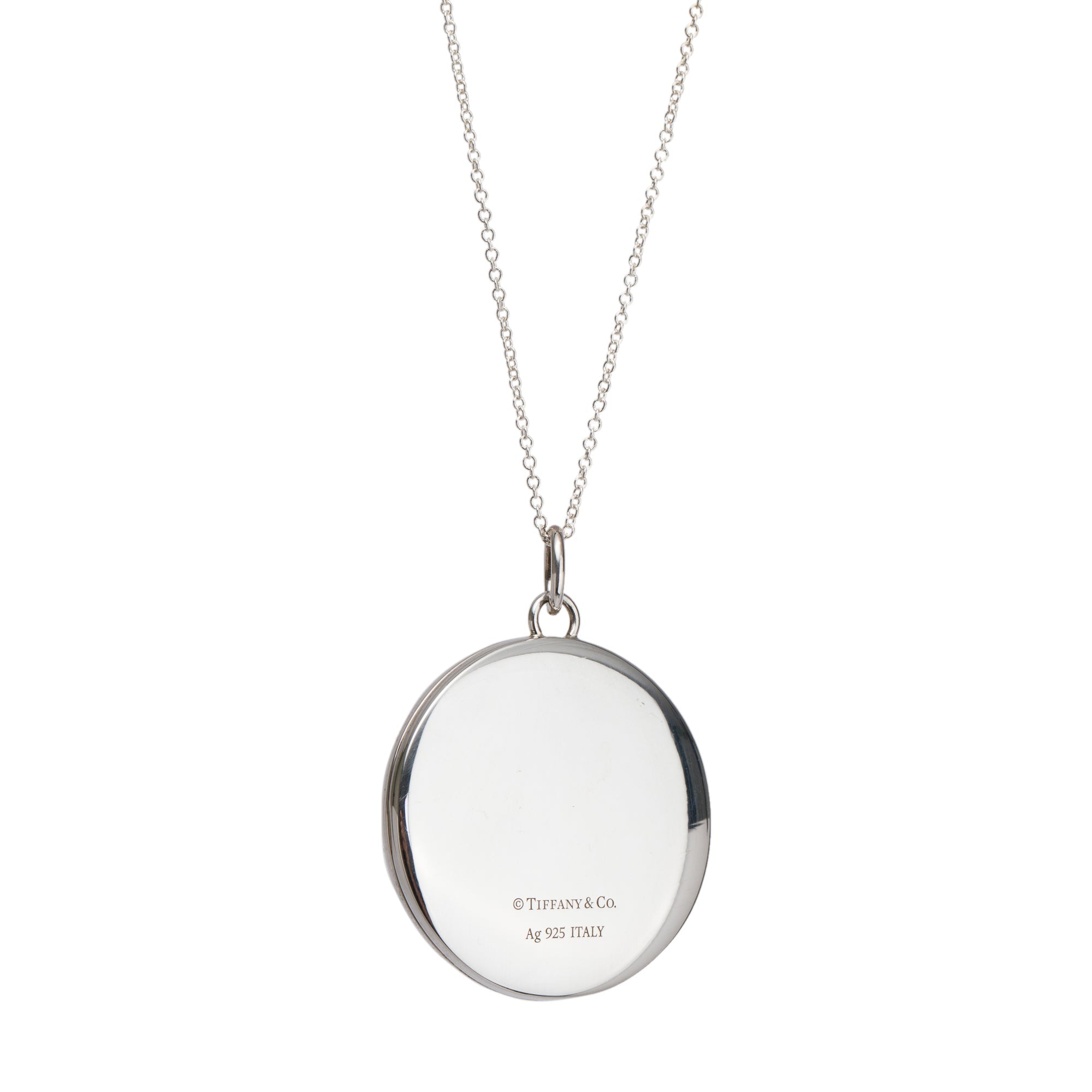 Sterling Silver Plated Round Photo Locket Pendant With Snake Chain Necklace