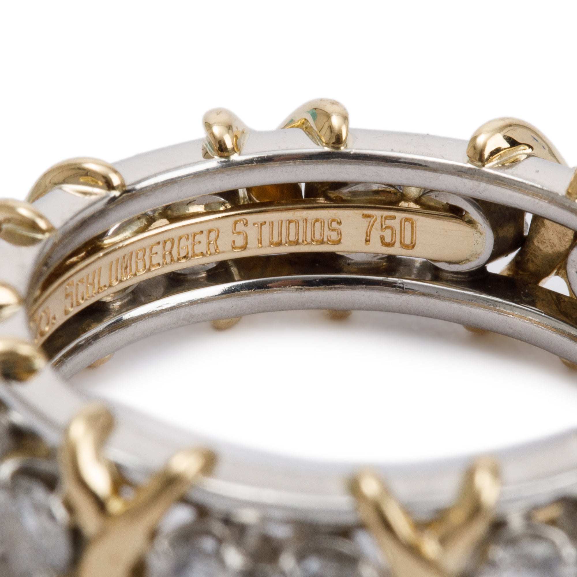 Tiffany & Co. Schlumberger Platinum & 18k Yellow Gold Sixteen Stone Diamond Ring, Size 5.75 w/ Box