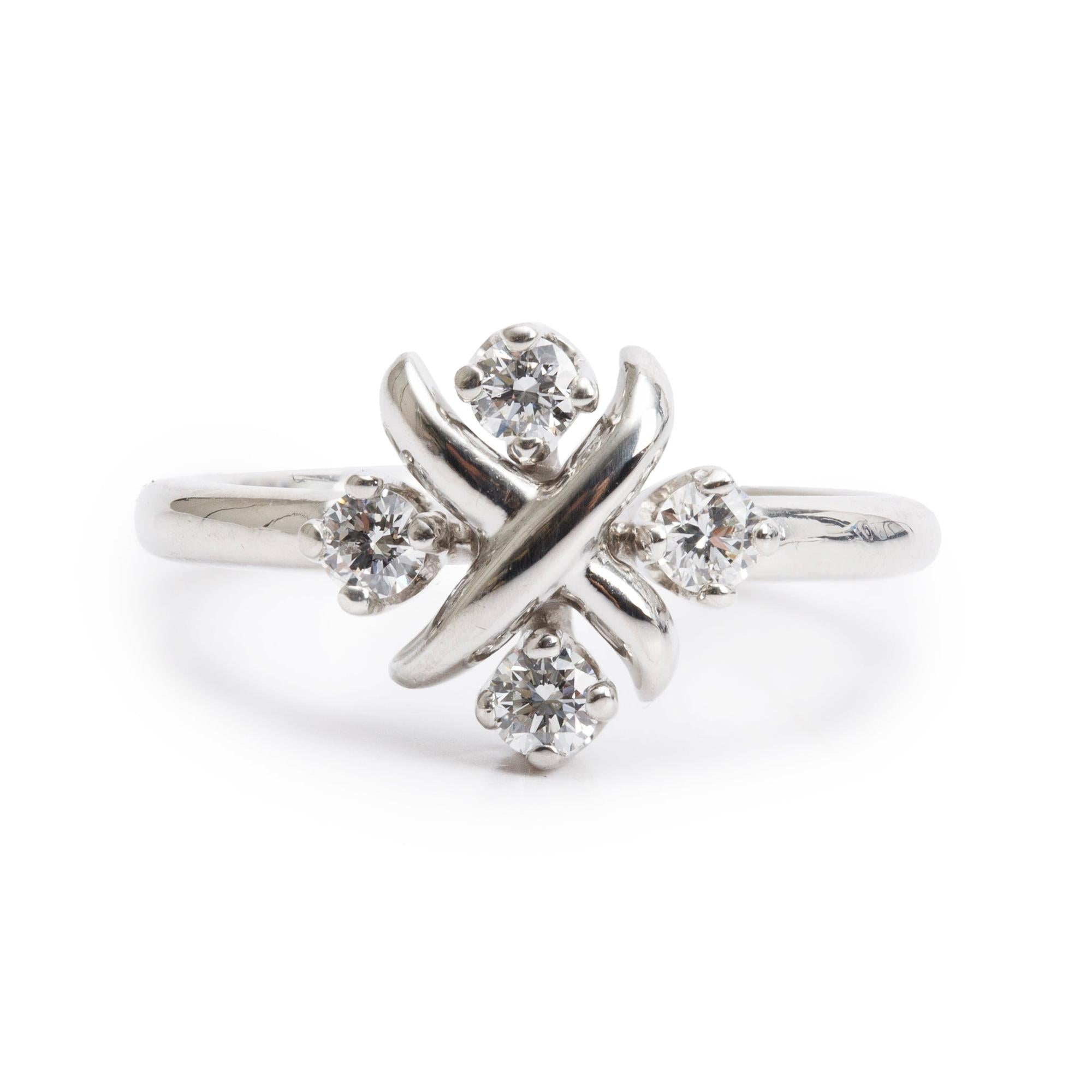 Tiffany & Co. Schlumberger Platinum Diamond Lynn Ring, Size 4
