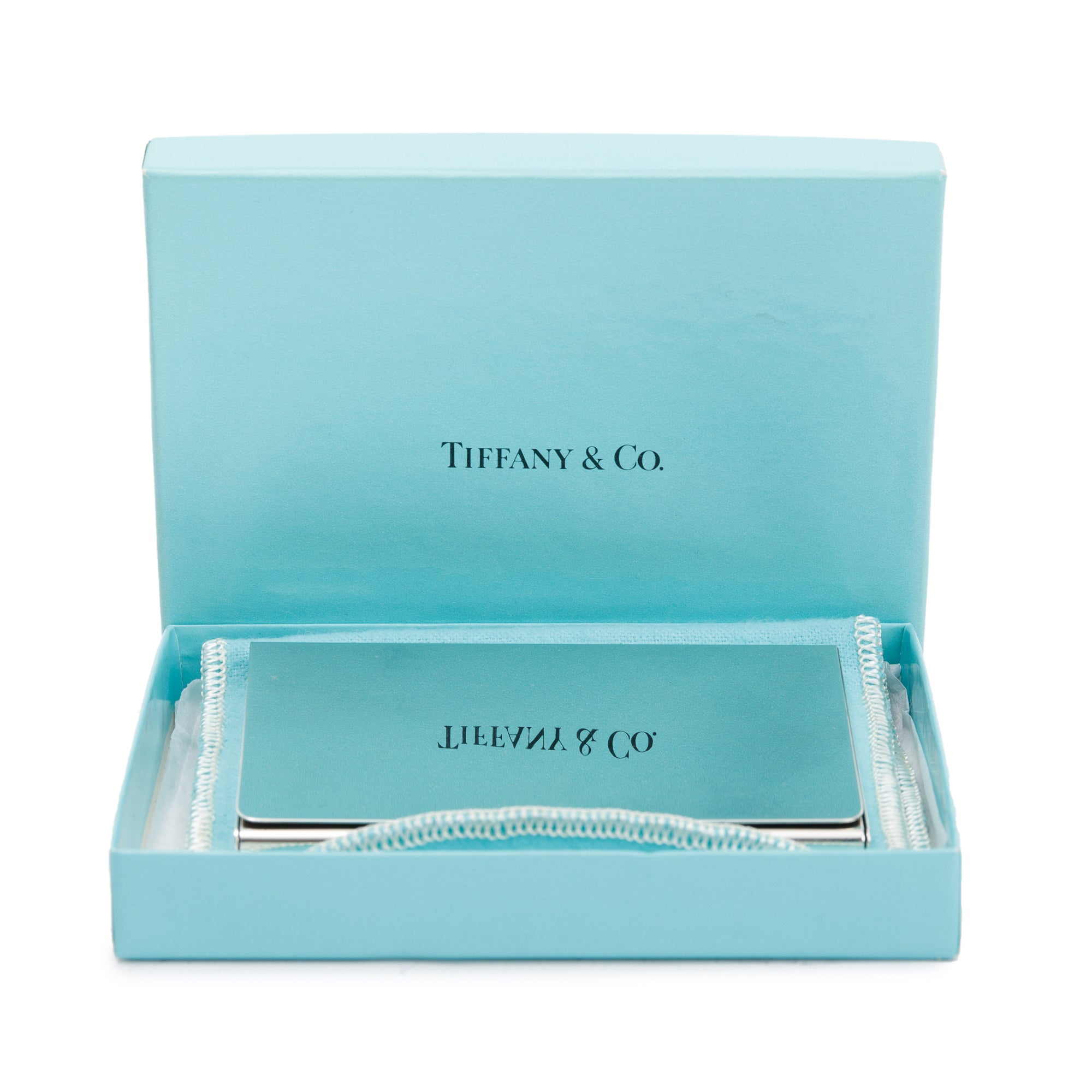 Tiffany & Co. Silver Plated Metal Card Holder w/ Box