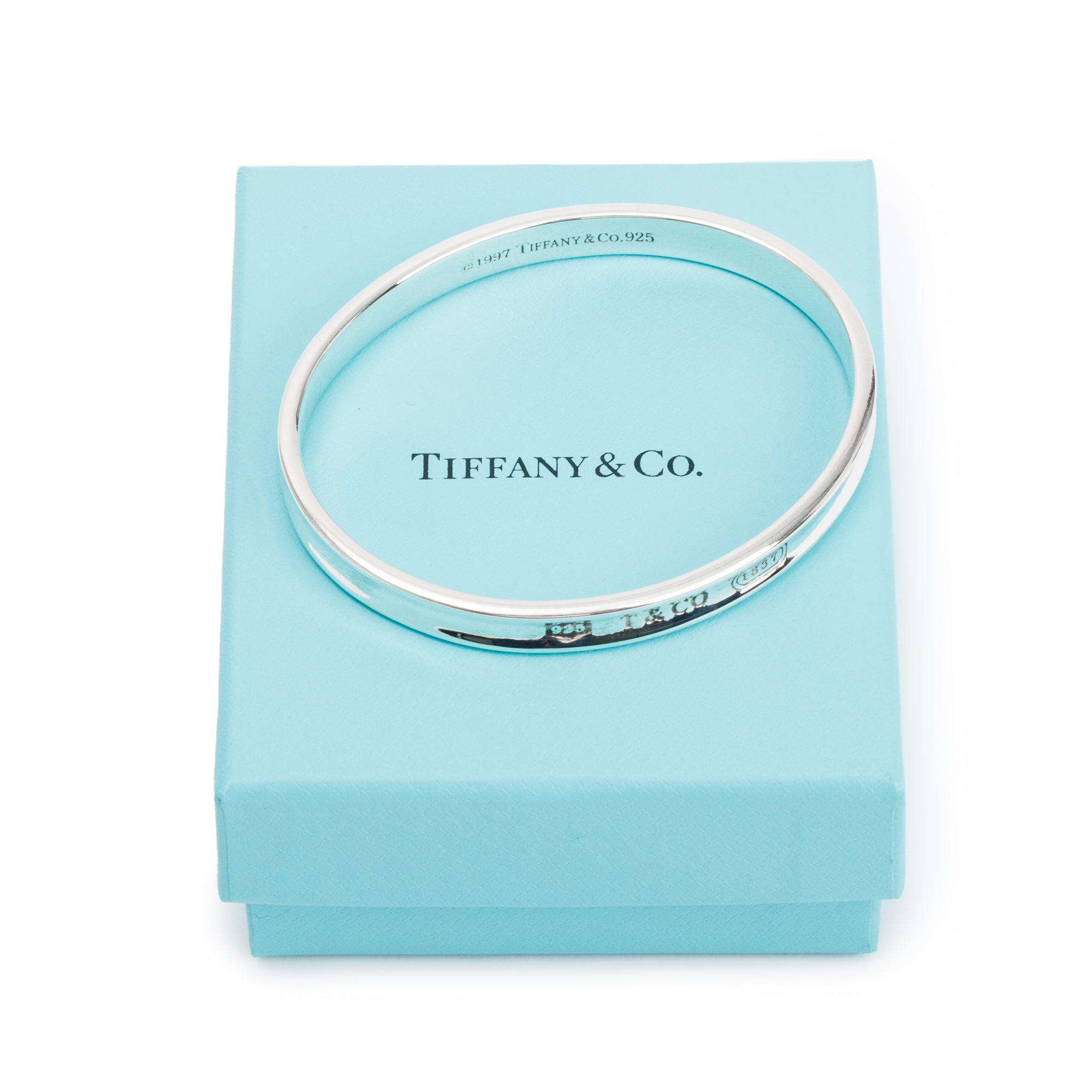 Tiffany & Co. Sterling Silver 1837 Bangle Bracelet w/ Box