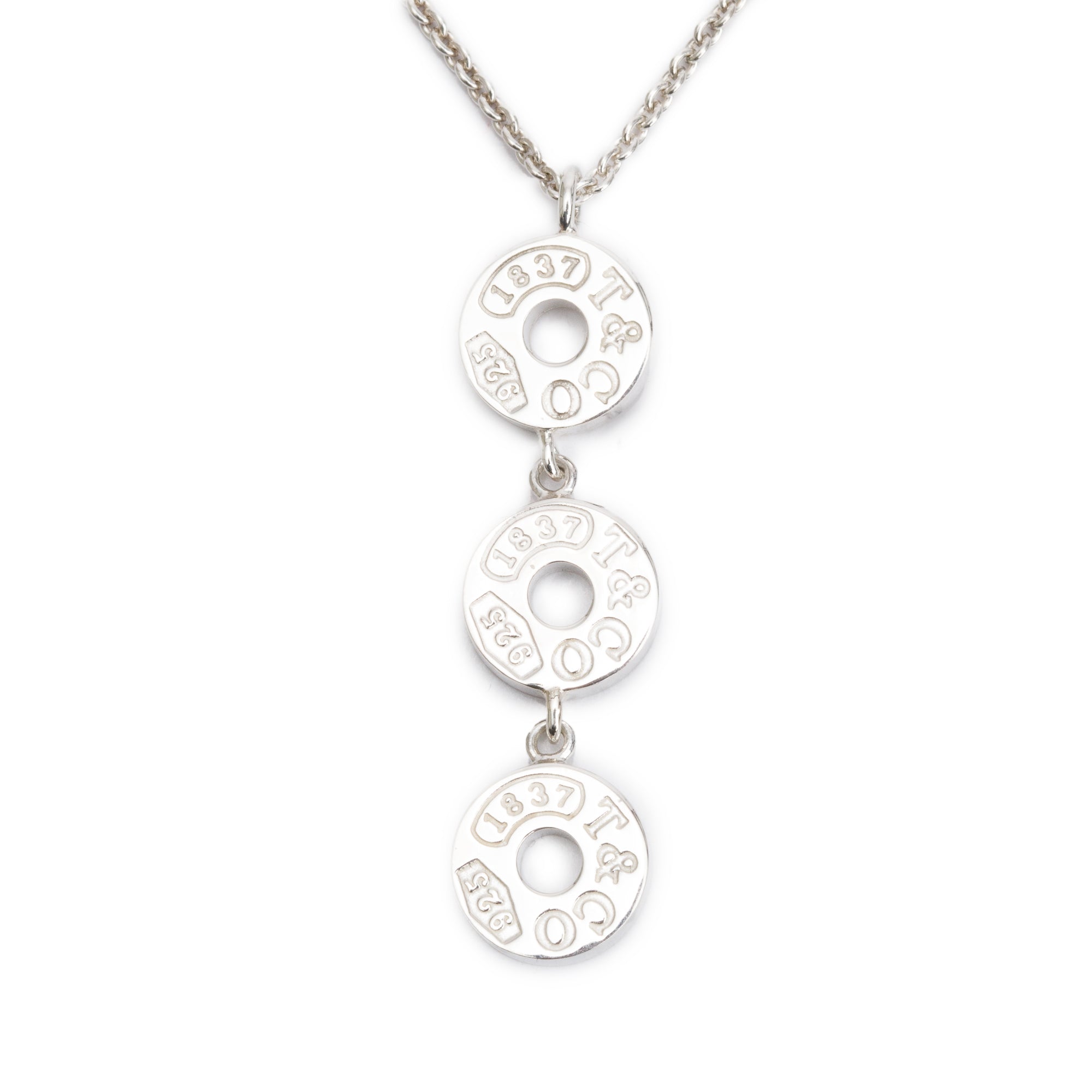 Tiffany & Co. Sterling Silver 1837 Circle Triple Drop Pendant Necklace