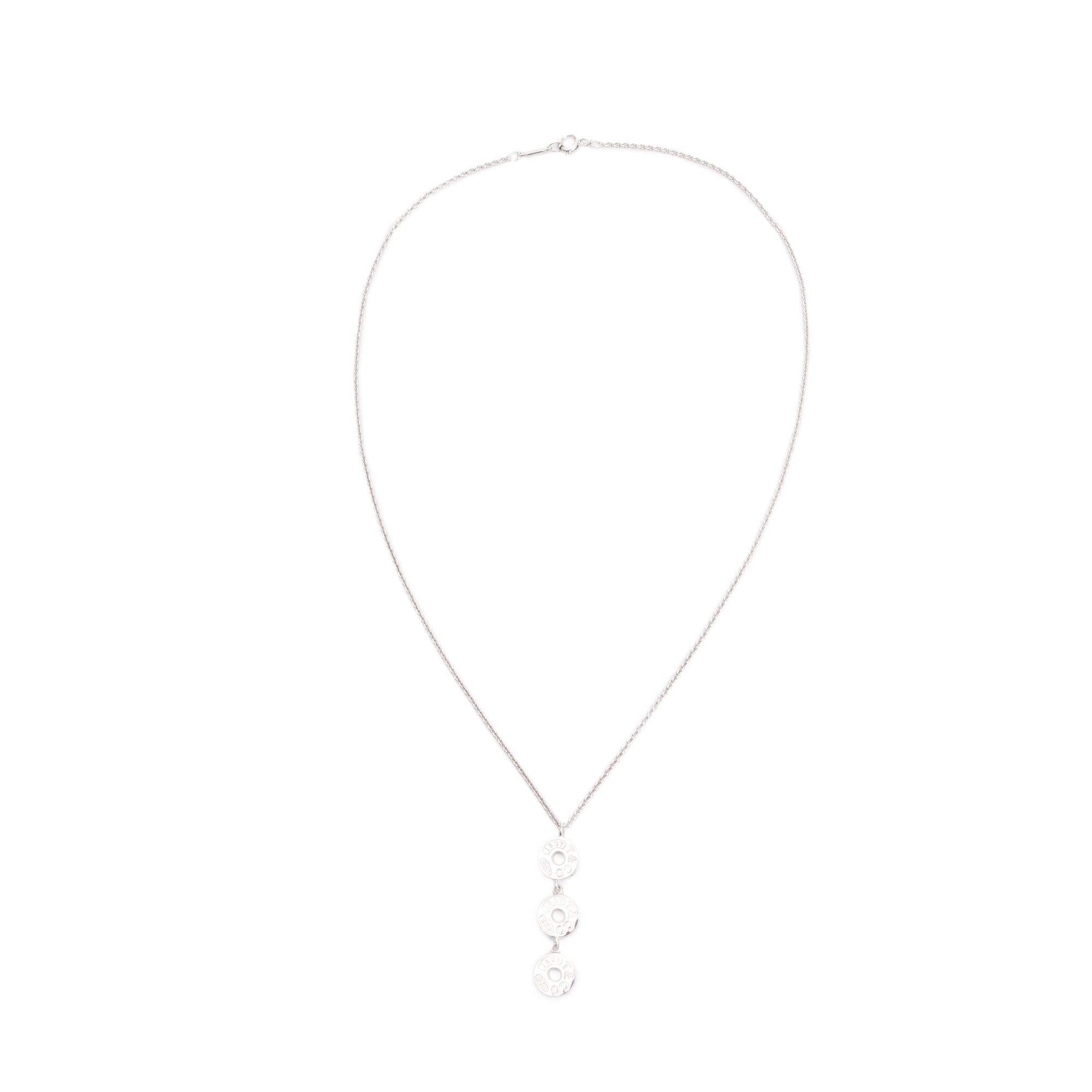Tiffany & Co. Sterling Silver 1837 Circle Triple Drop Pendant Necklace