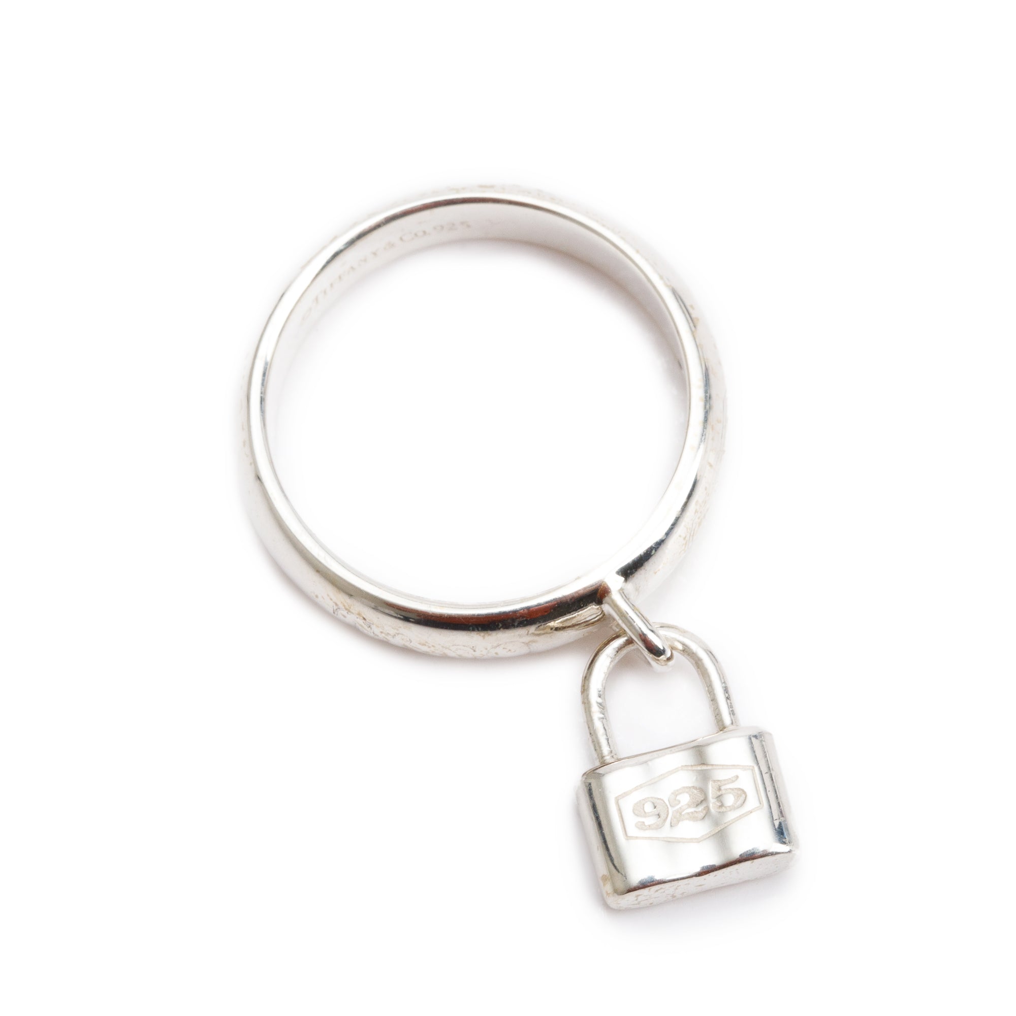 Tiffany & Co. Sterling Silver 1837 Lock Charm Ring, Size 5
