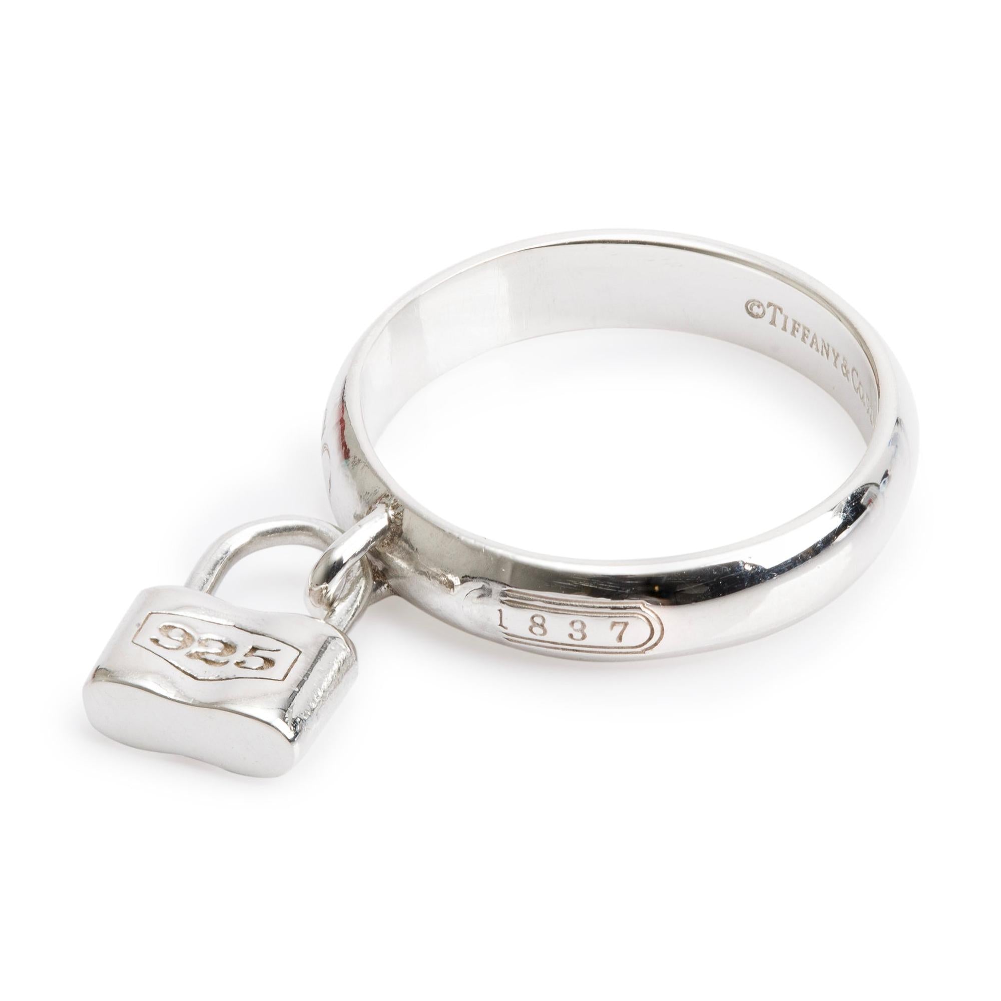 Tiffany & Co. Sterling Silver 1837 Lock Charm Ring, Size 5.5