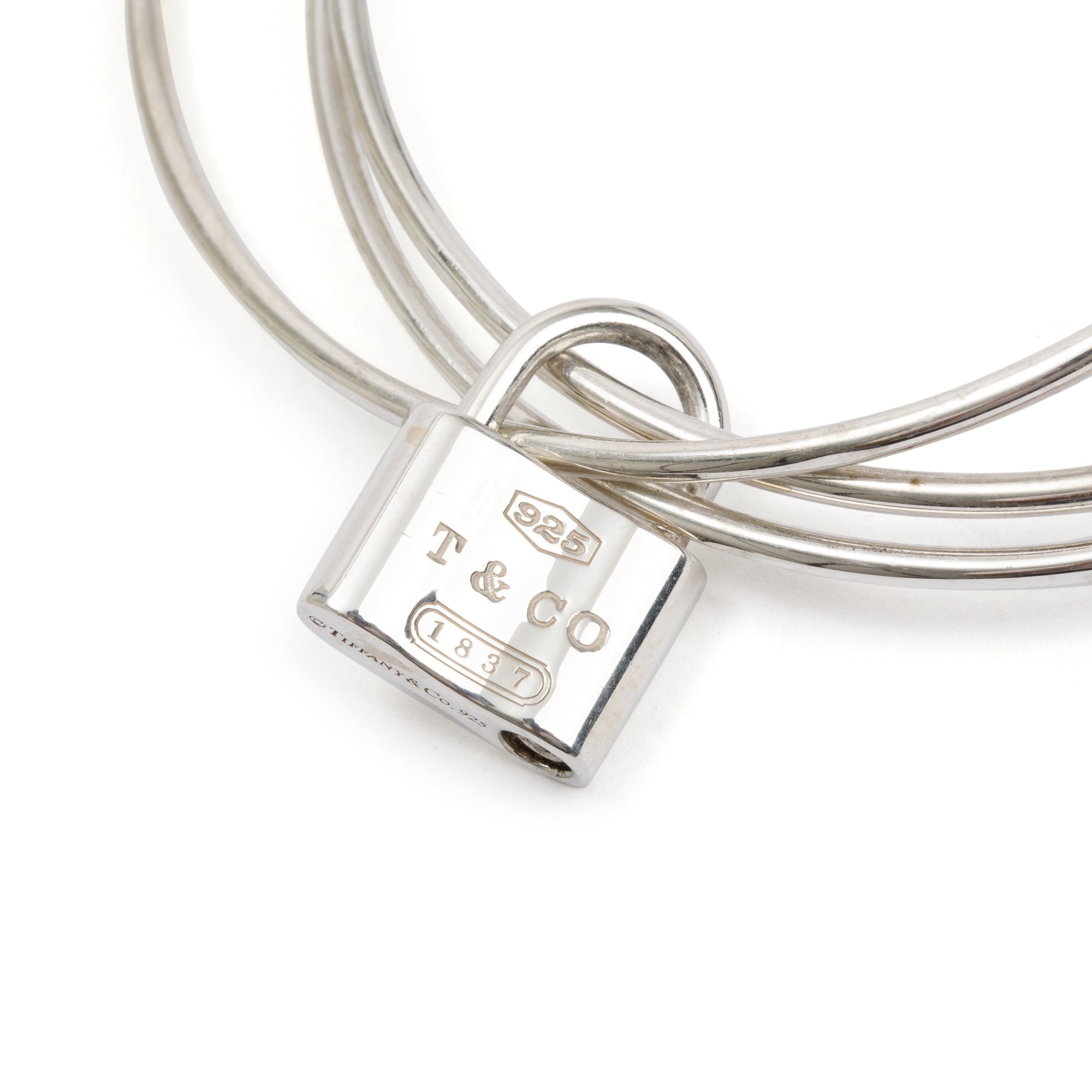 Tiffany & Co. Sterling Silver 1837 Lock Triple Bangle Bracelet