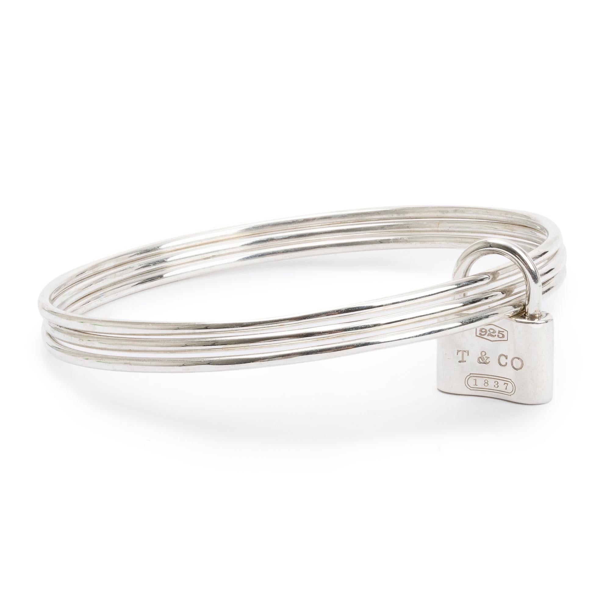Tiffany & Co. Sterling Silver 1837 Lock Triple Bangle Bracelet