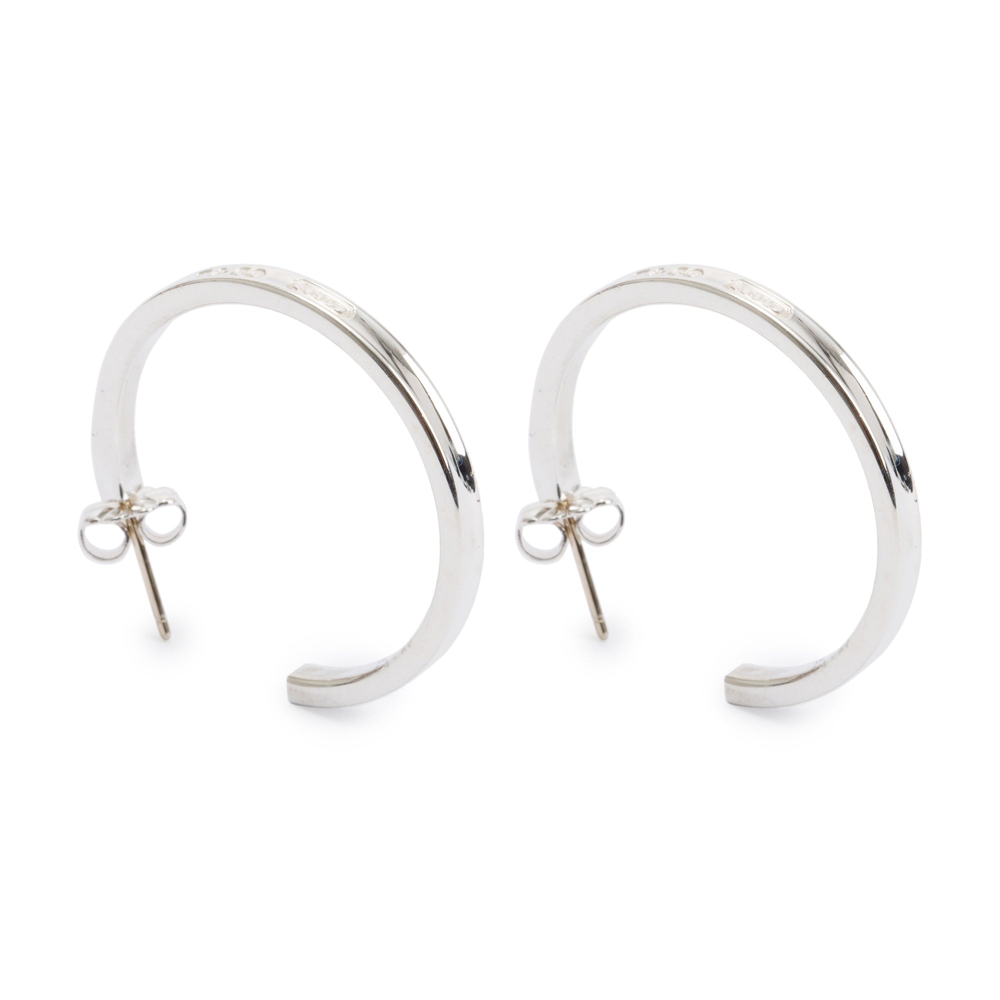 Tiffany & Co. Sterling Silver 1837 Medium Narrow Hoop Earrings