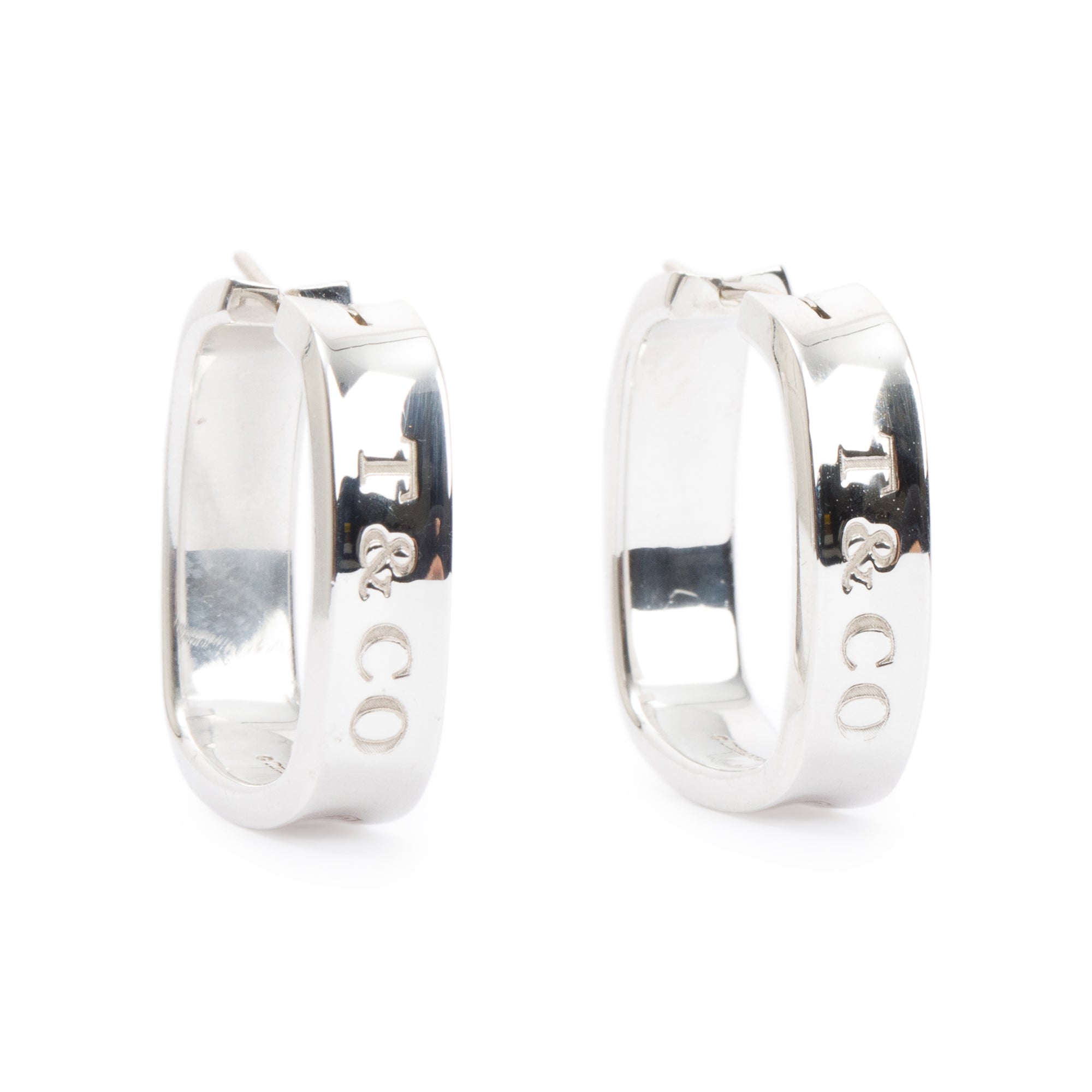Tiffany & Co. Sterling Silver 1837 Medium Square Hoop Earrings
