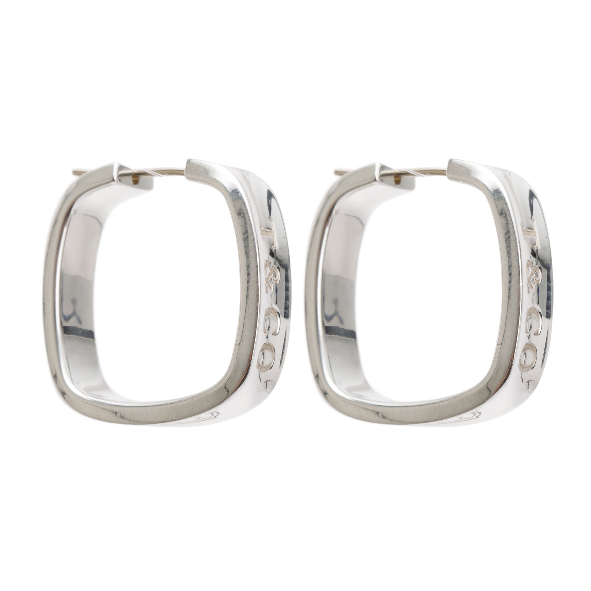 Tiffany & Co. Sterling Silver 1837 Medium Square Hoop Earrings