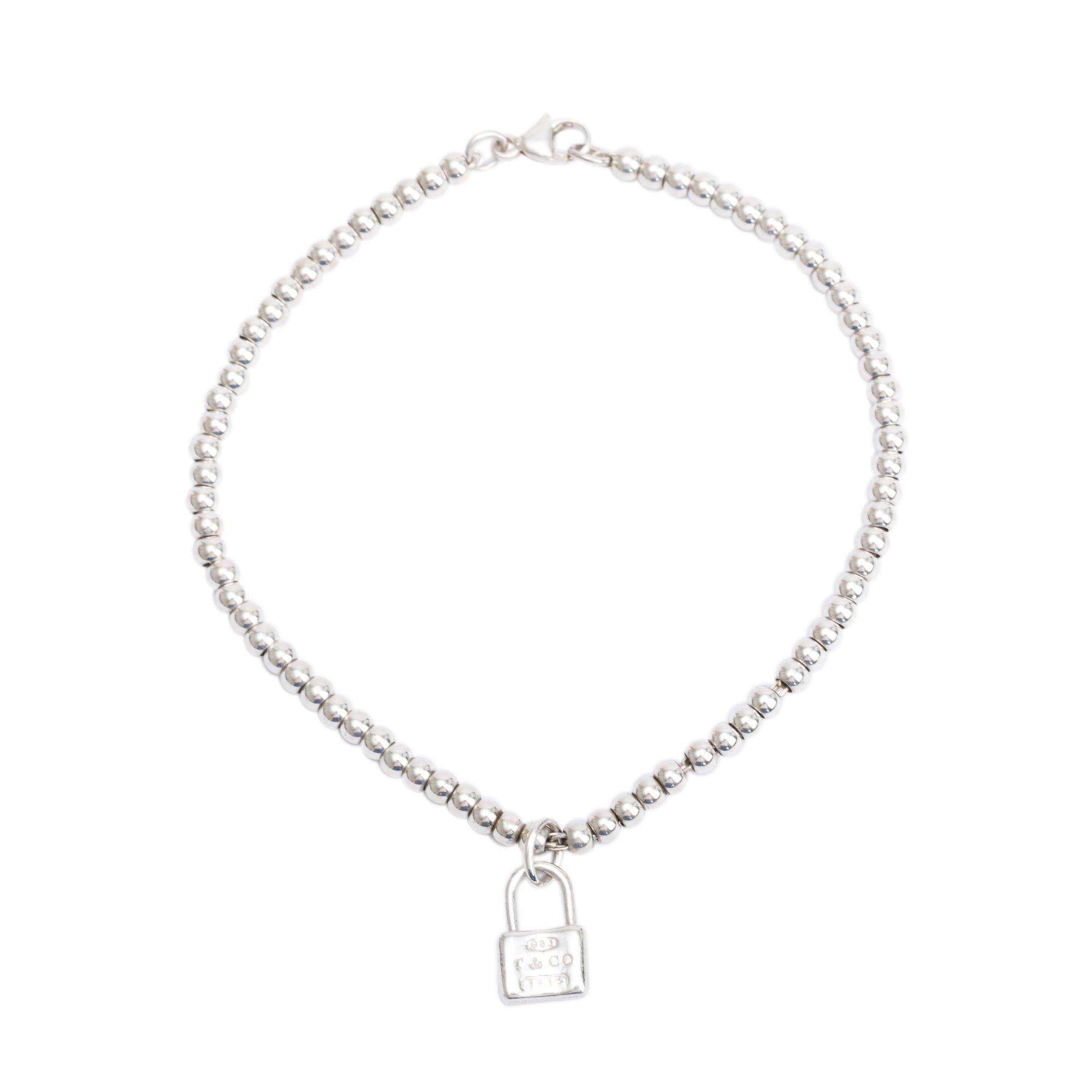 Tiffany & Co. Sterling Silver 1837 Mini Lock 3MM Bead Bracelet