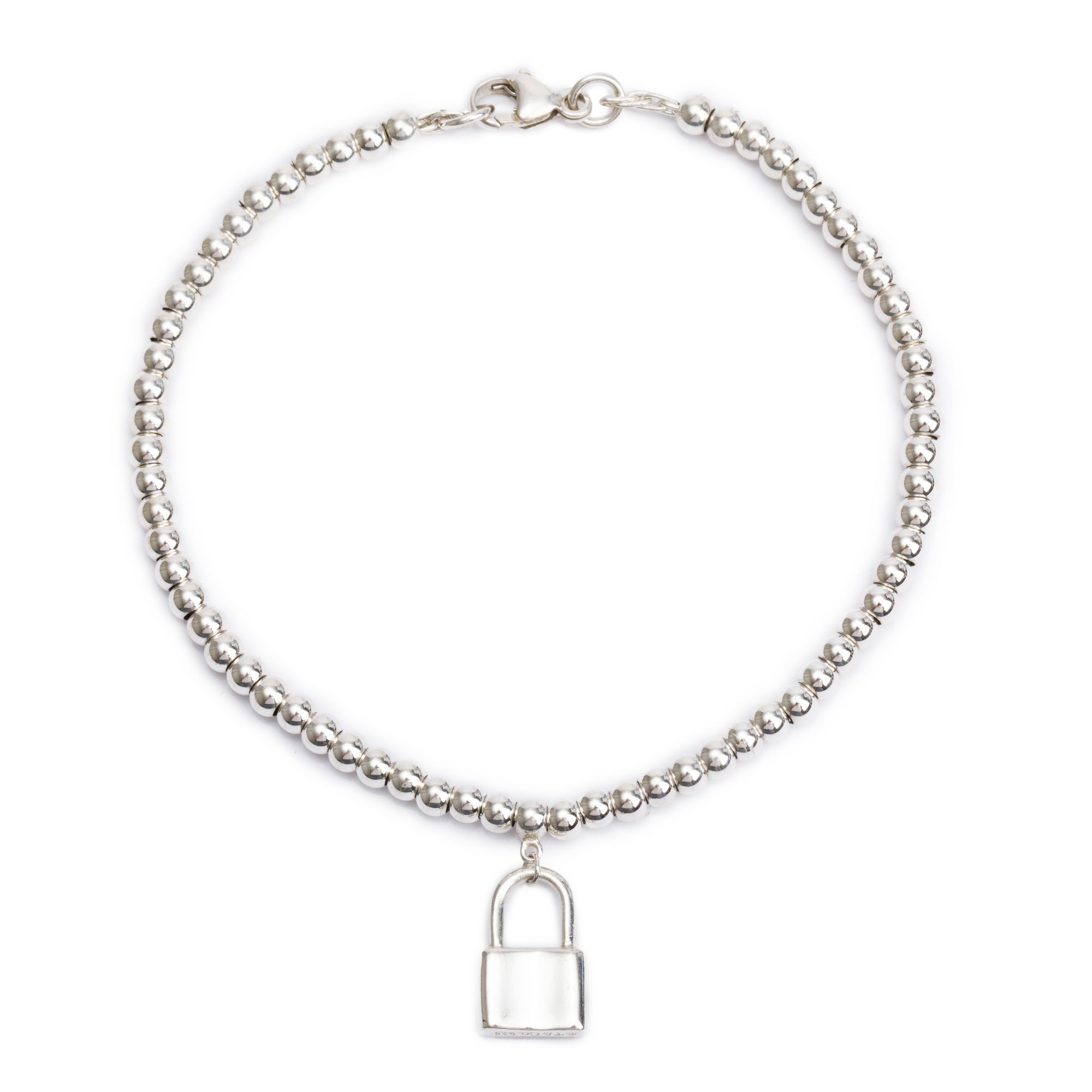 Tiffany & Co. Sterling Silver 1837 Mini Lock 3MM Bead Bracelet
