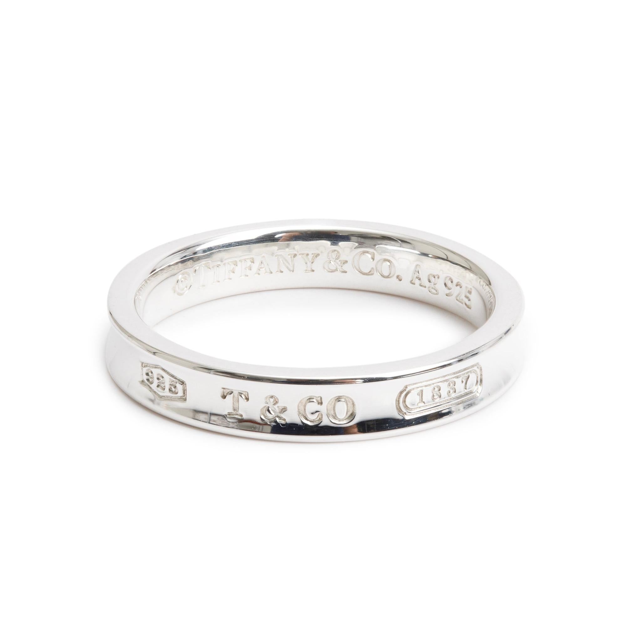 Tiffany & Co. Sterling Silver 1837 Narrow Ring, Size 9.25