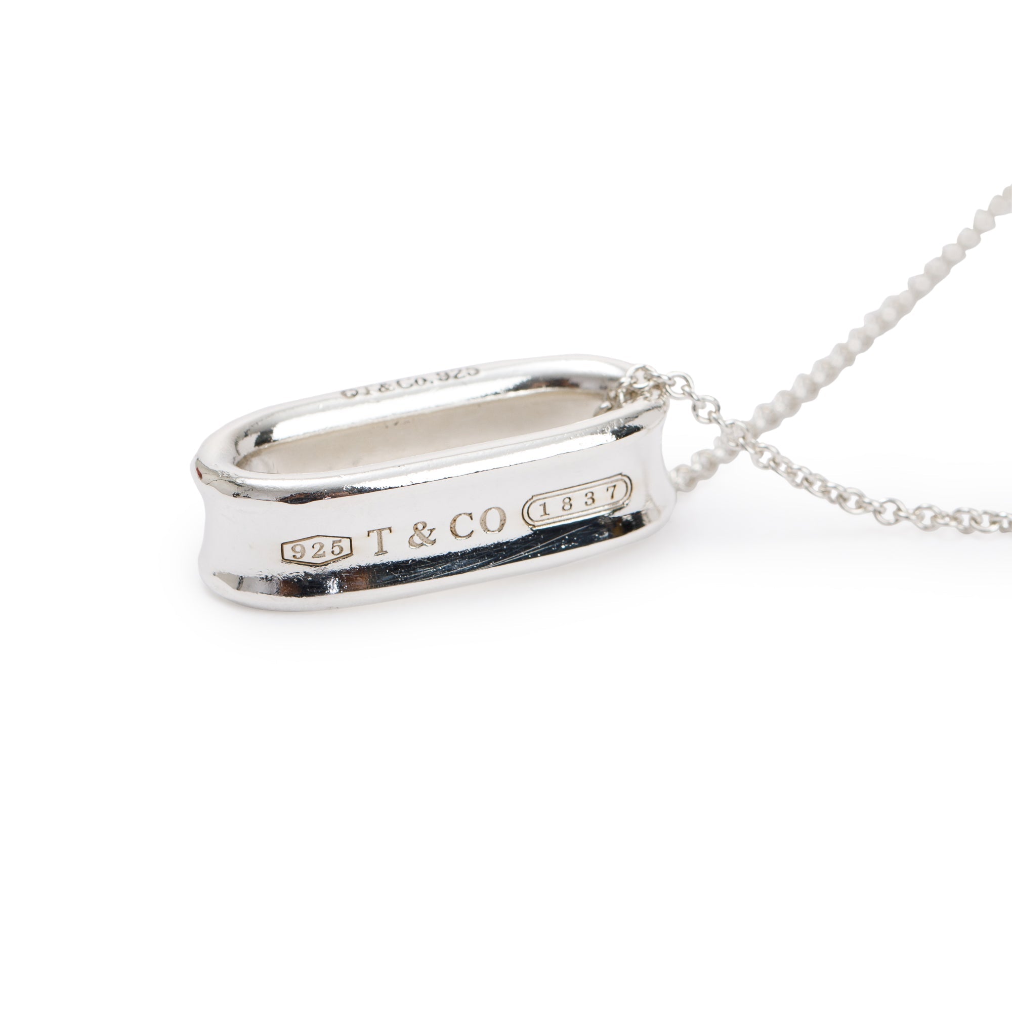 Tiffany & Co. Sterling Silver 1837 Oval Pendant Necklace