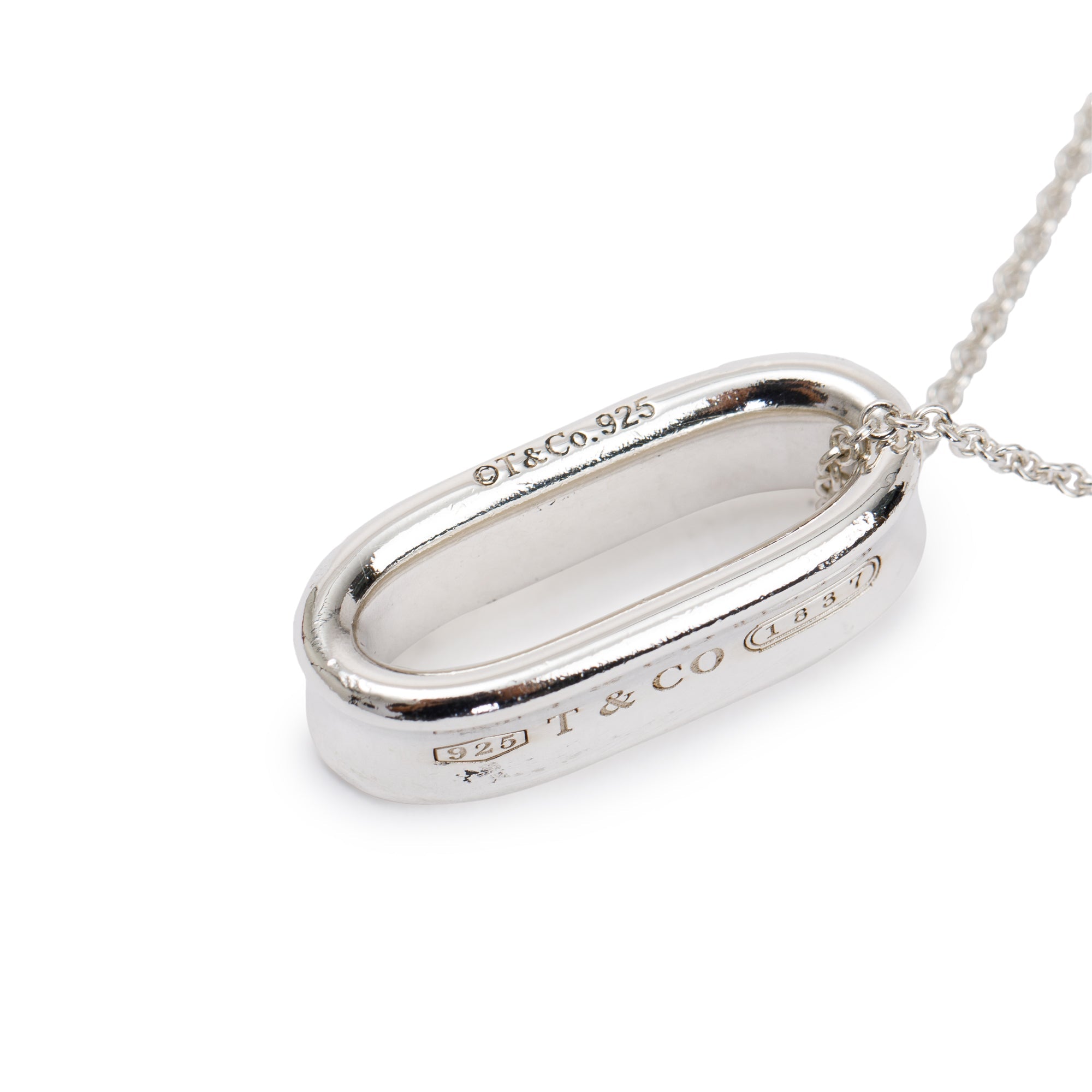 Tiffany & Co. Sterling Silver 1837 Oval Pendant Necklace
