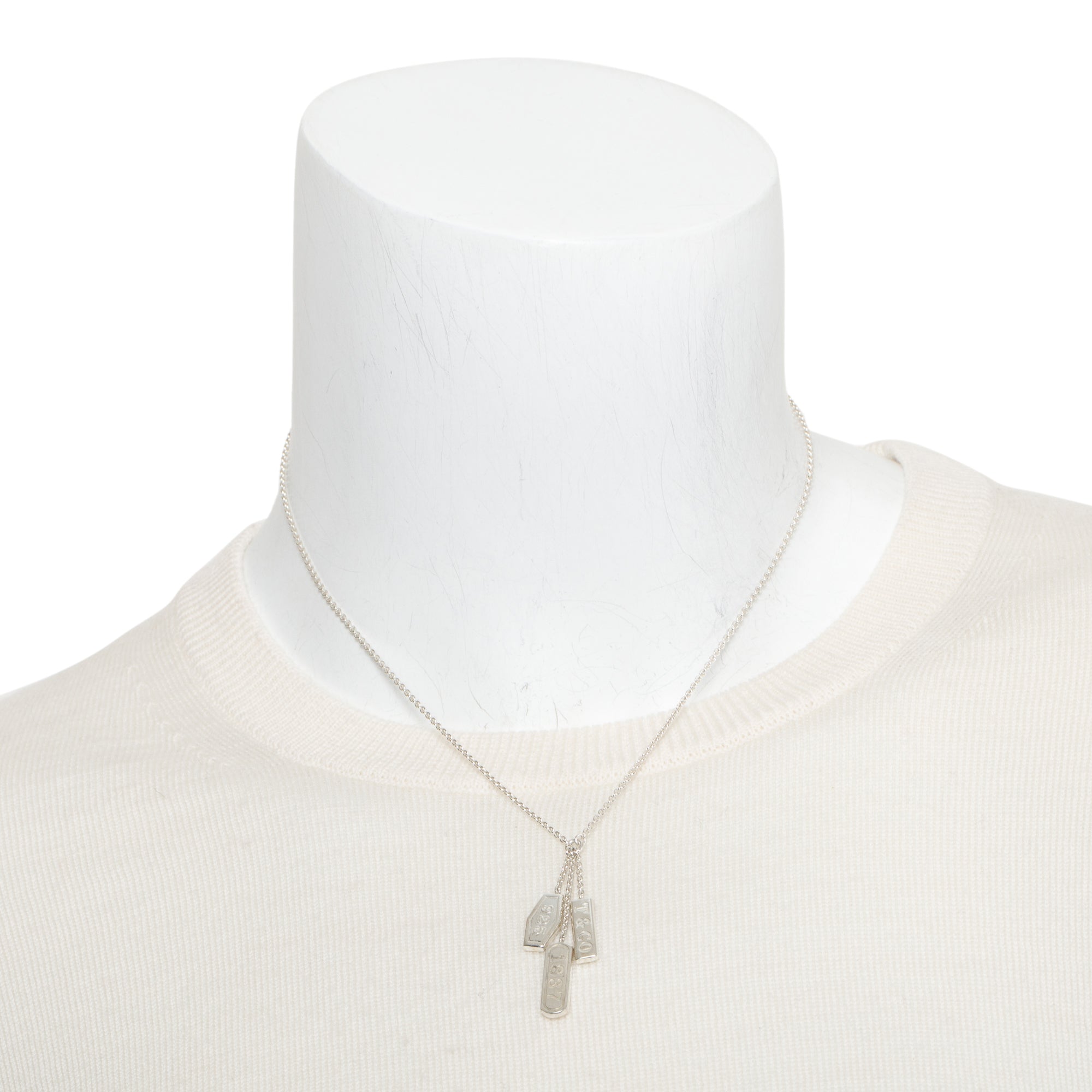 Tiffany & Co. Sterling Silver 1837 Triple Tag Lavalier Necklace