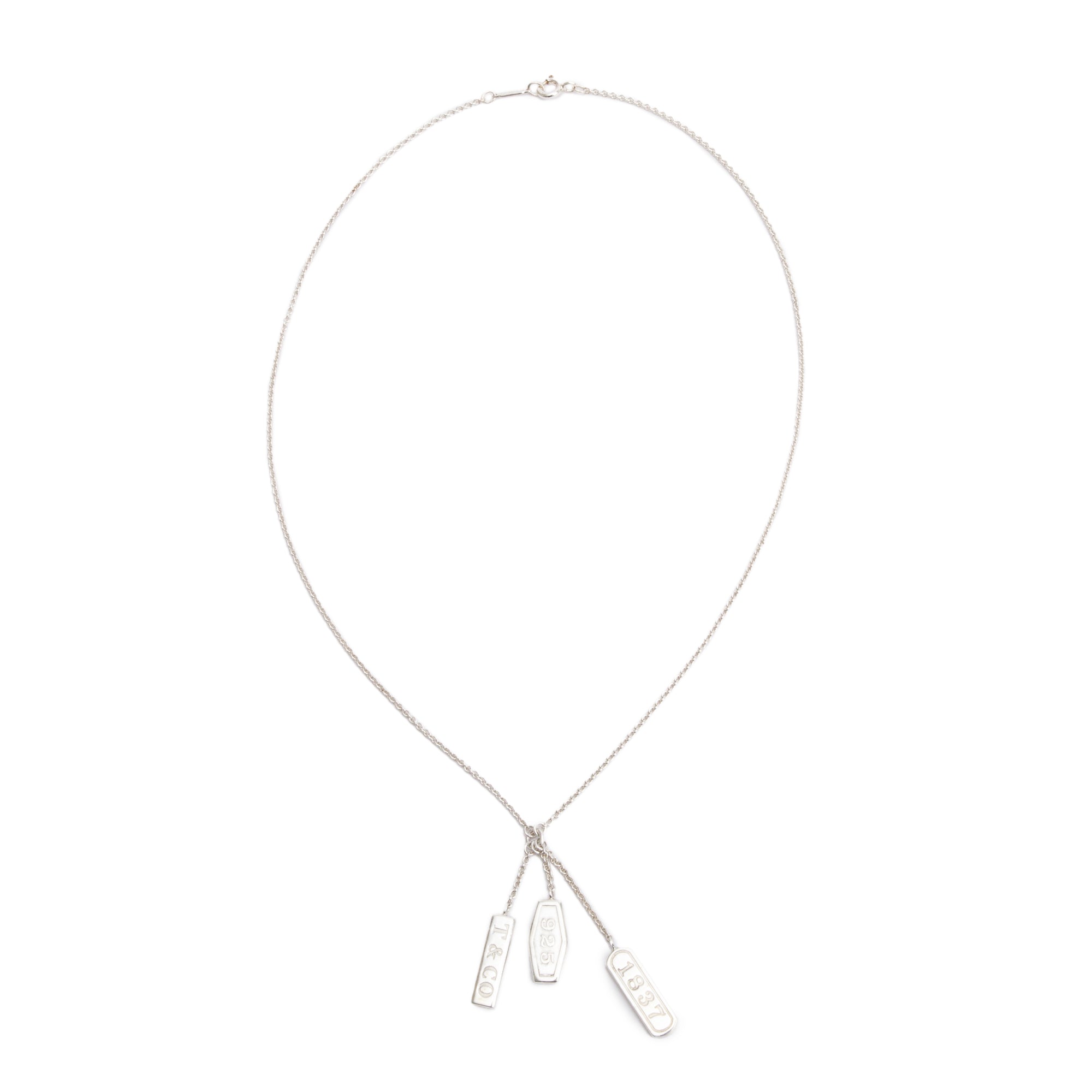 Tiffany & Co. Sterling Silver 1837 Triple Tag Lavalier Necklace