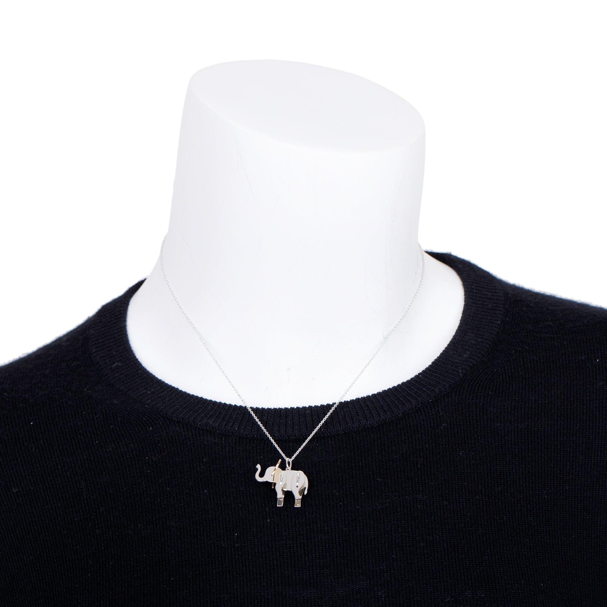 Tiffany & Co. Sterling Silver & 18k Rose Gold Save the Wild Elephant Charm Necklace