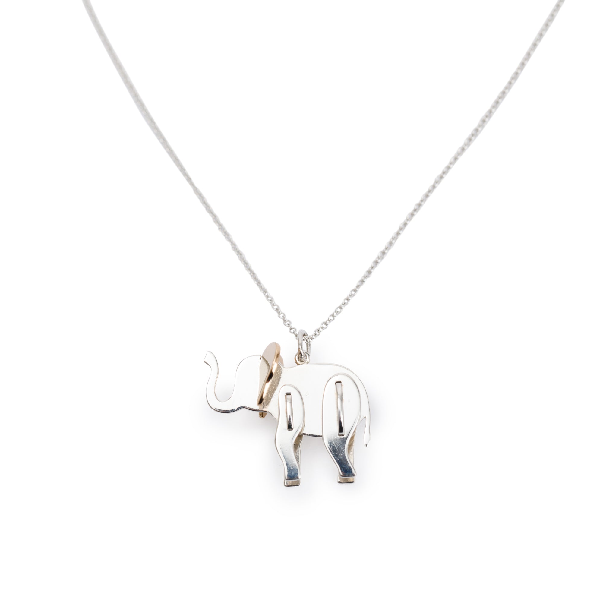 Tiffany & Co. Sterling Silver & 18k Rose Gold Save the Wild Elephant Charm Necklace