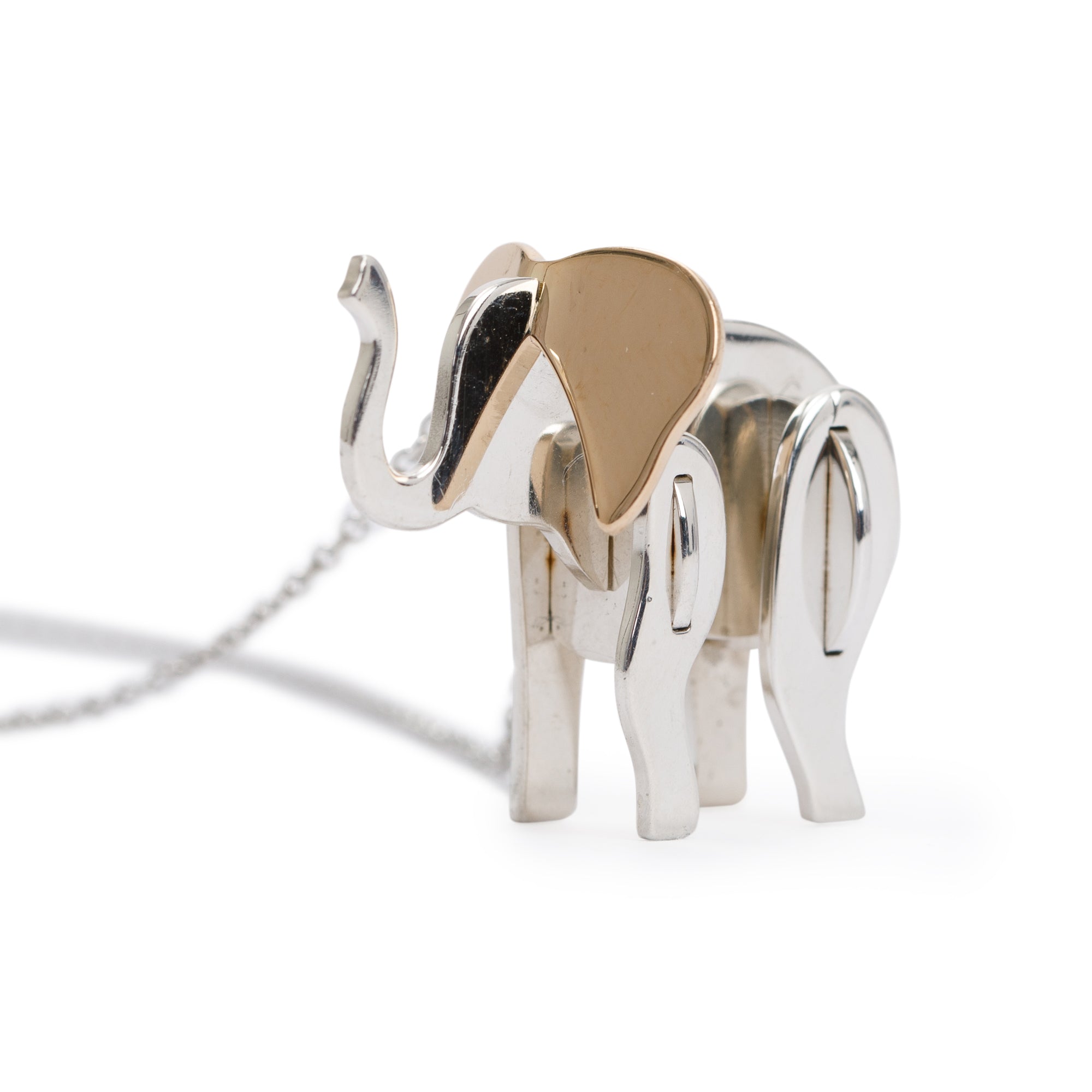 Tiffany & Co. Sterling Silver & 18k Rose Gold Save the Wild Elephant Charm Necklace