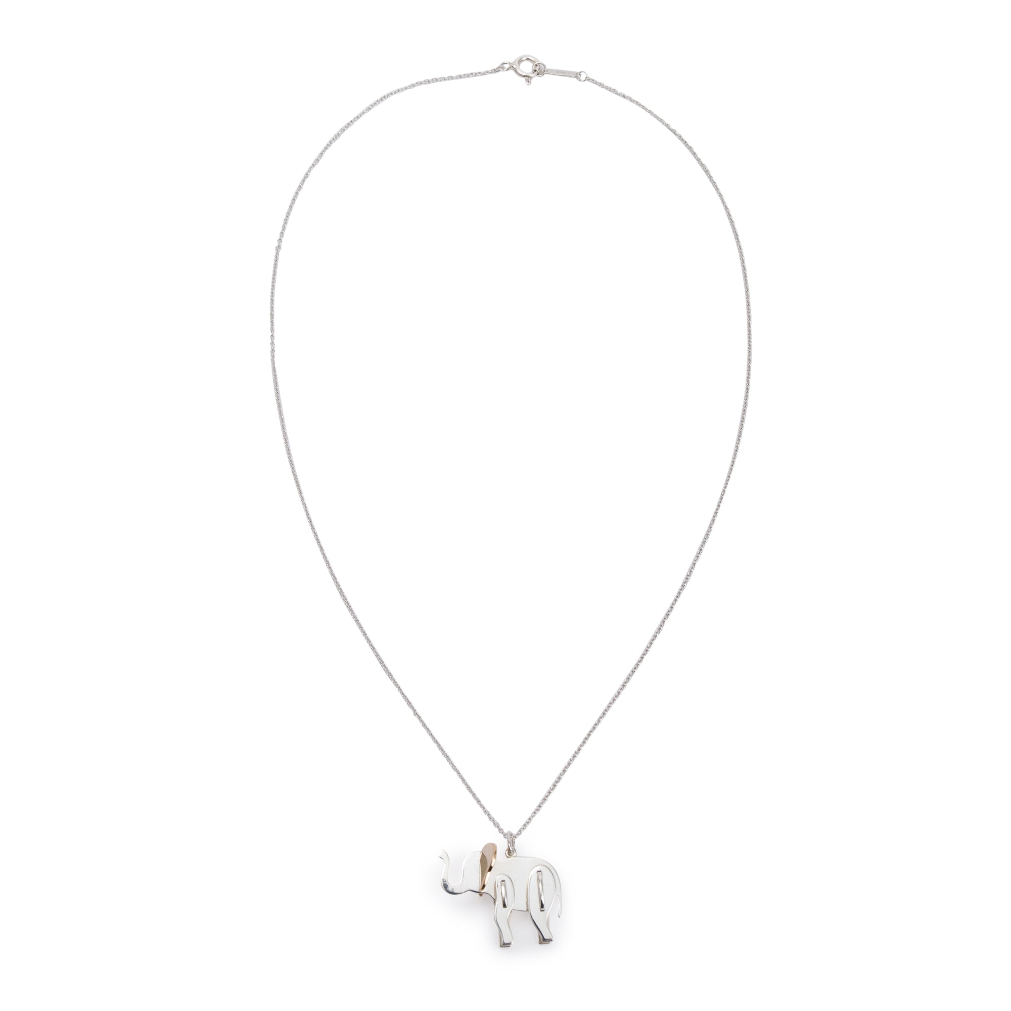 Tiffany & Co. Sterling Silver & 18k Rose Gold Save the Wild Elephant Charm Necklace
