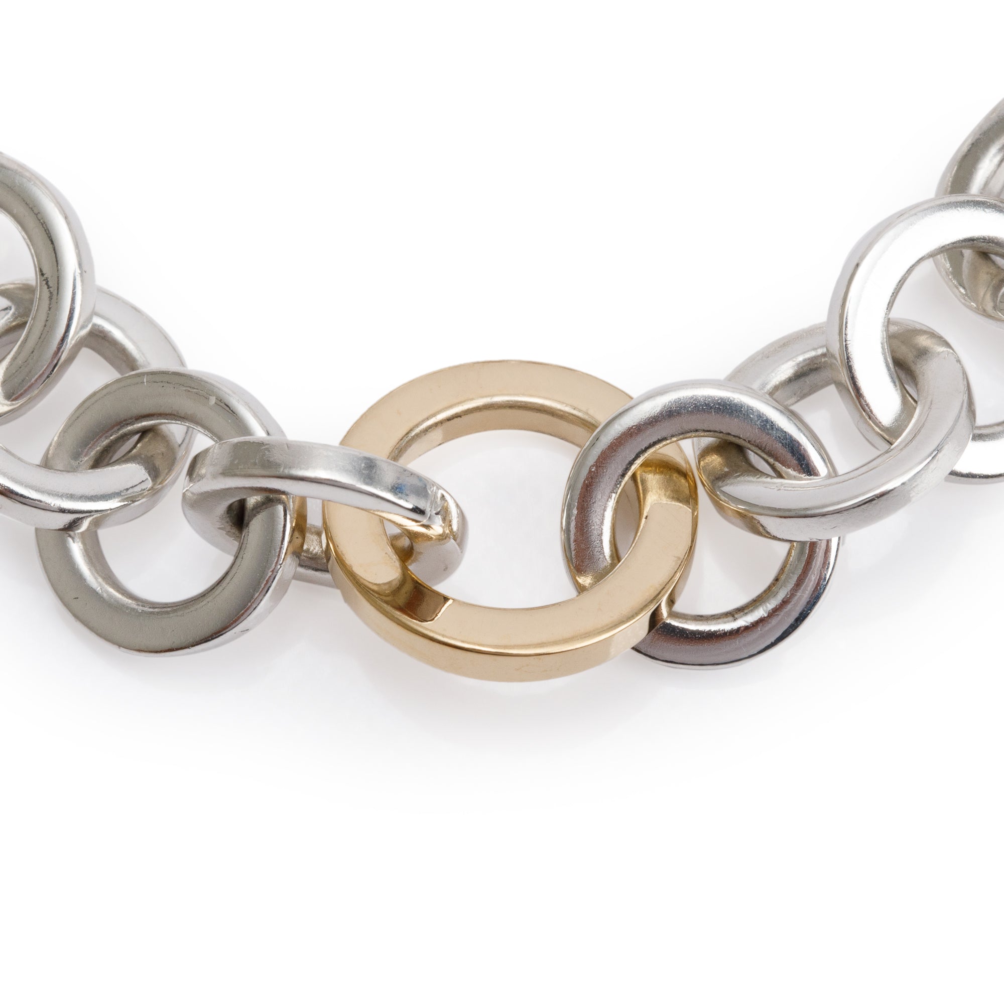 Tiffany & Co. Sterling Silver & 18k Yellow Gold Circle Link Bracelet