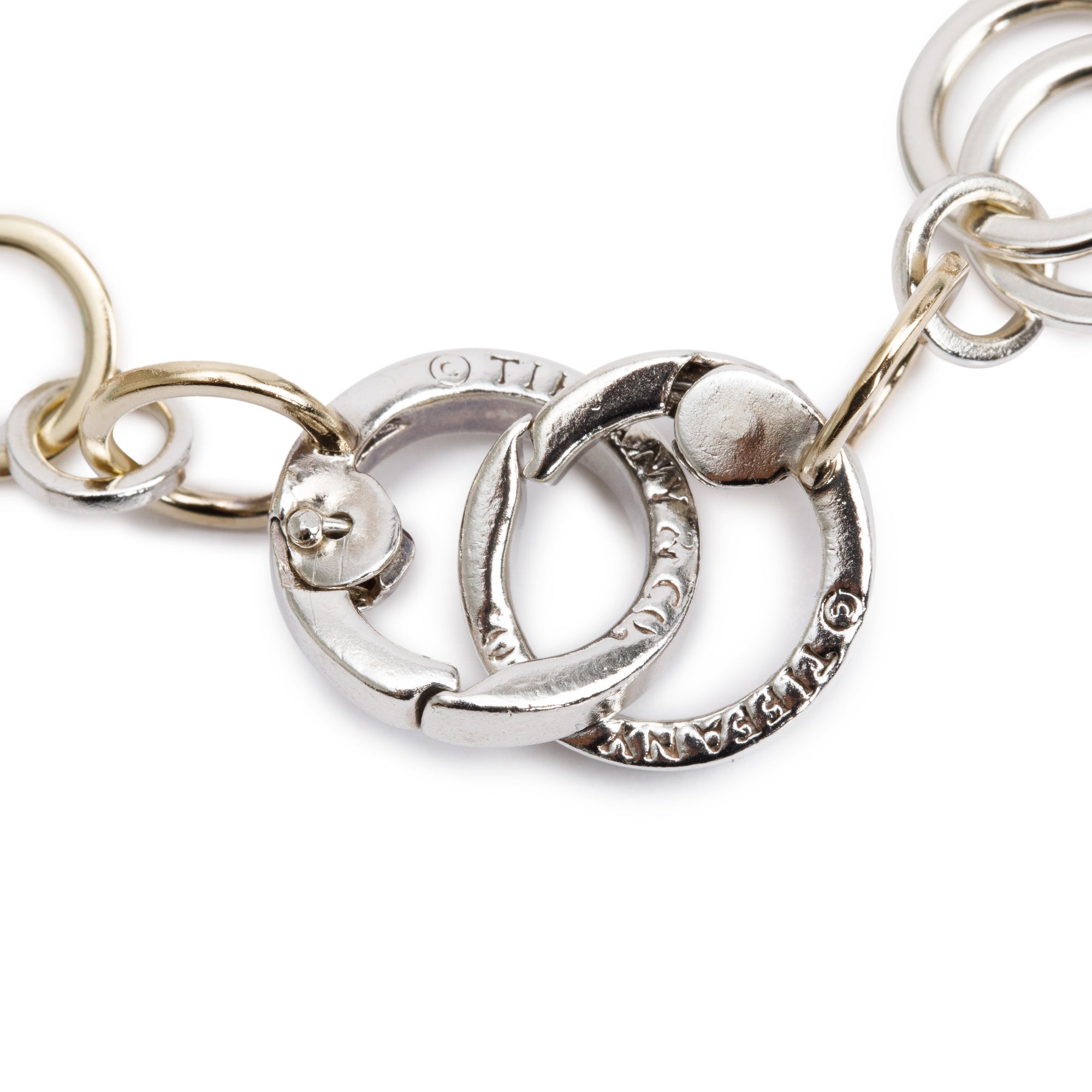 Tiffany & Co. Sterling Silver & 18k Yellow Gold Circle Link Bracelet w/ Box