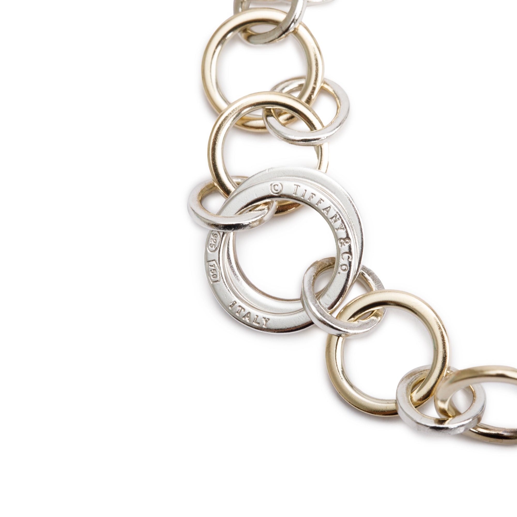 Tiffany & Co. Sterling Silver & 18k Yellow Gold Circle Link Bracelet w/ Box