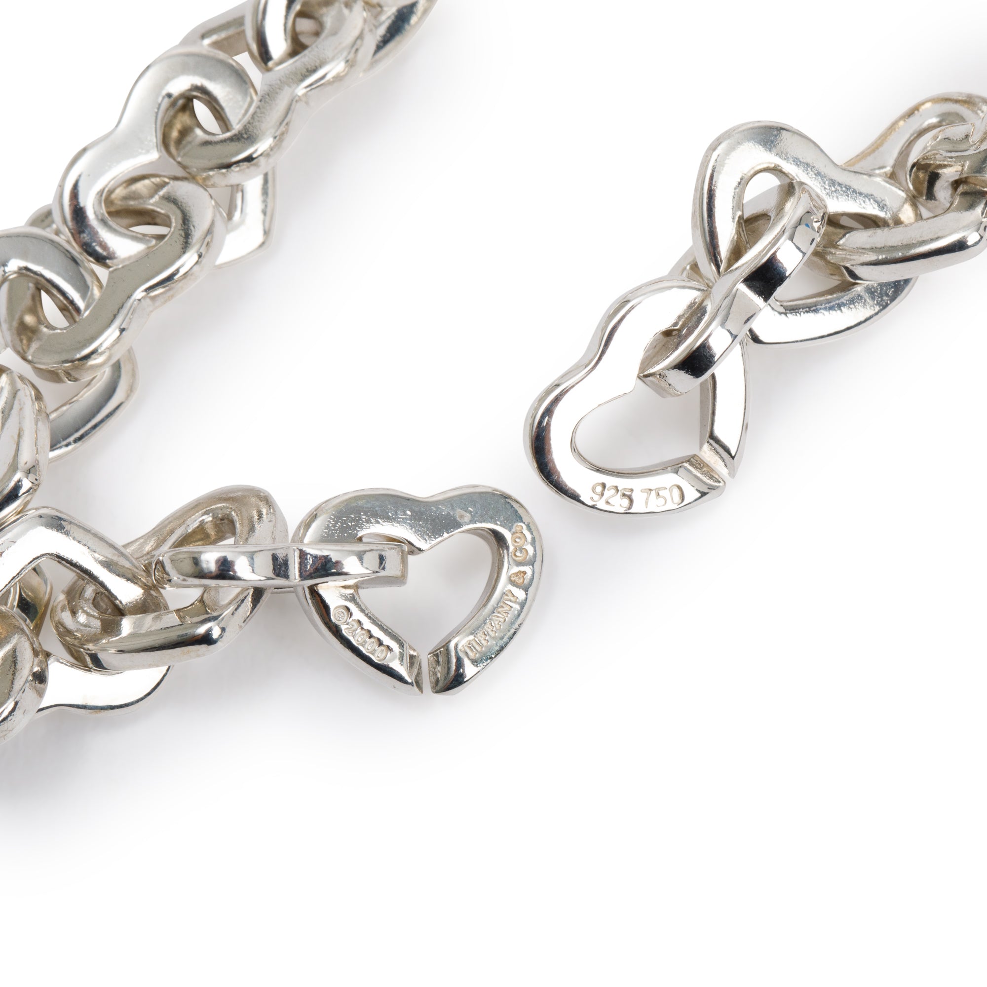 Tiffany Sterling Silver 18k Yellow Gold Heart Link