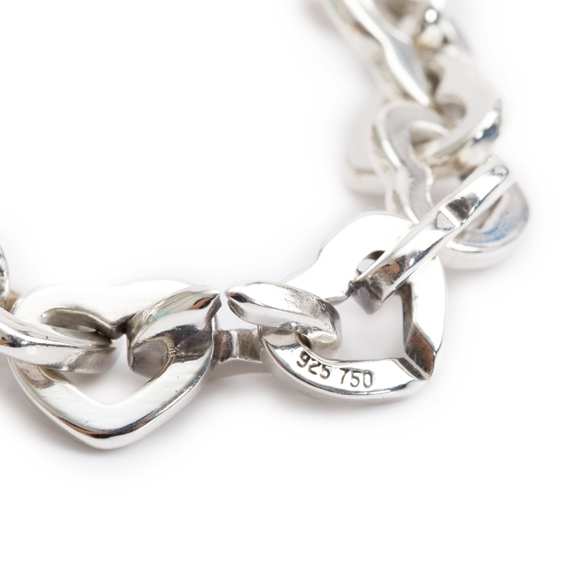 Tiffany & Co. Sterling Silver & 18k Yellow Gold Heart Link Bracelet w/ Box