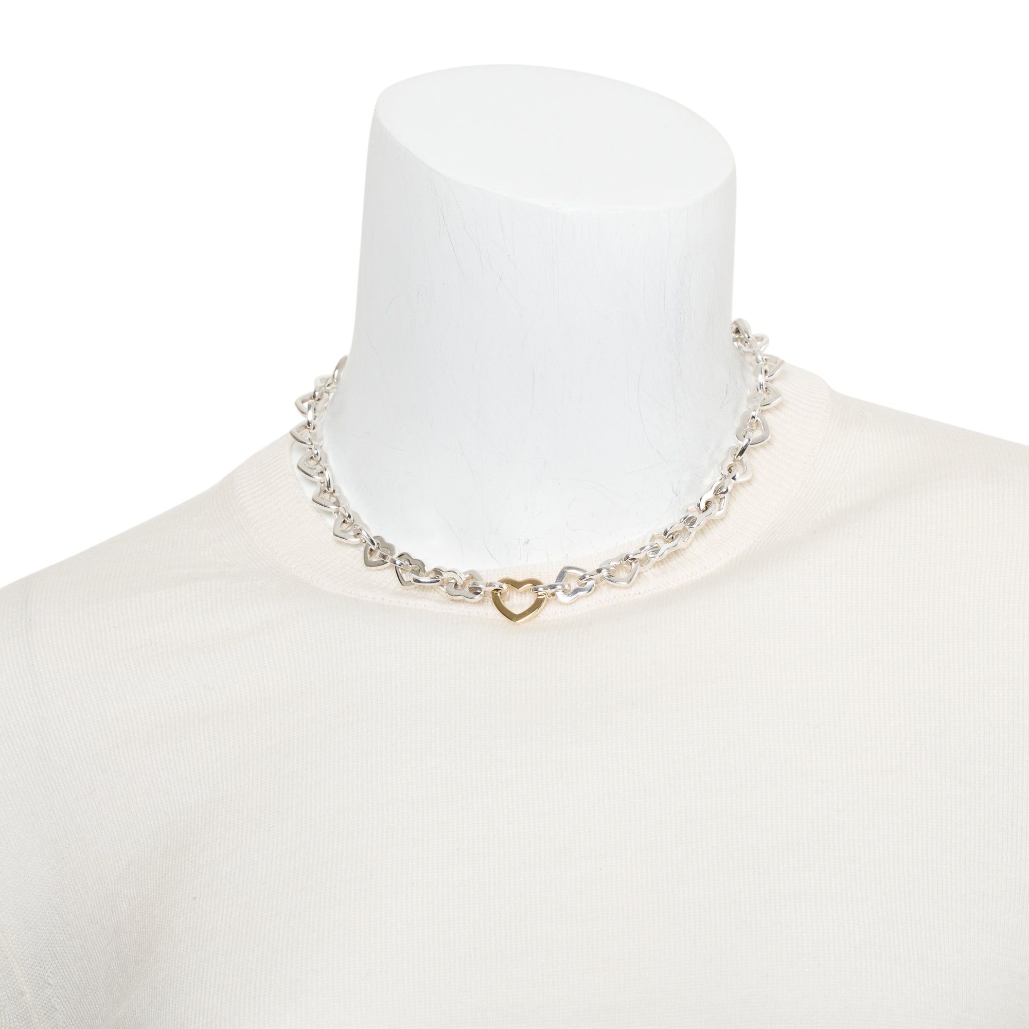 Tiffany & Co. Sterling Silver & 18k Yellow Gold Heart Link Necklace