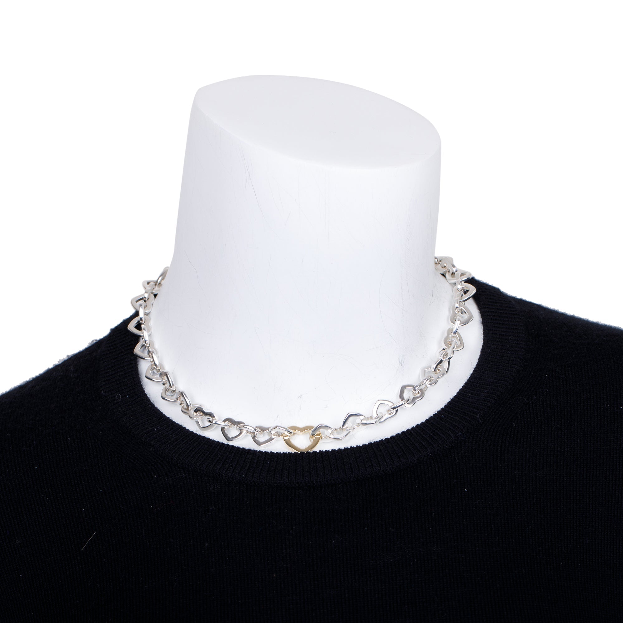 Tiffany & Co. Sterling Silver & 18k Yellow Gold Heart Link Necklace