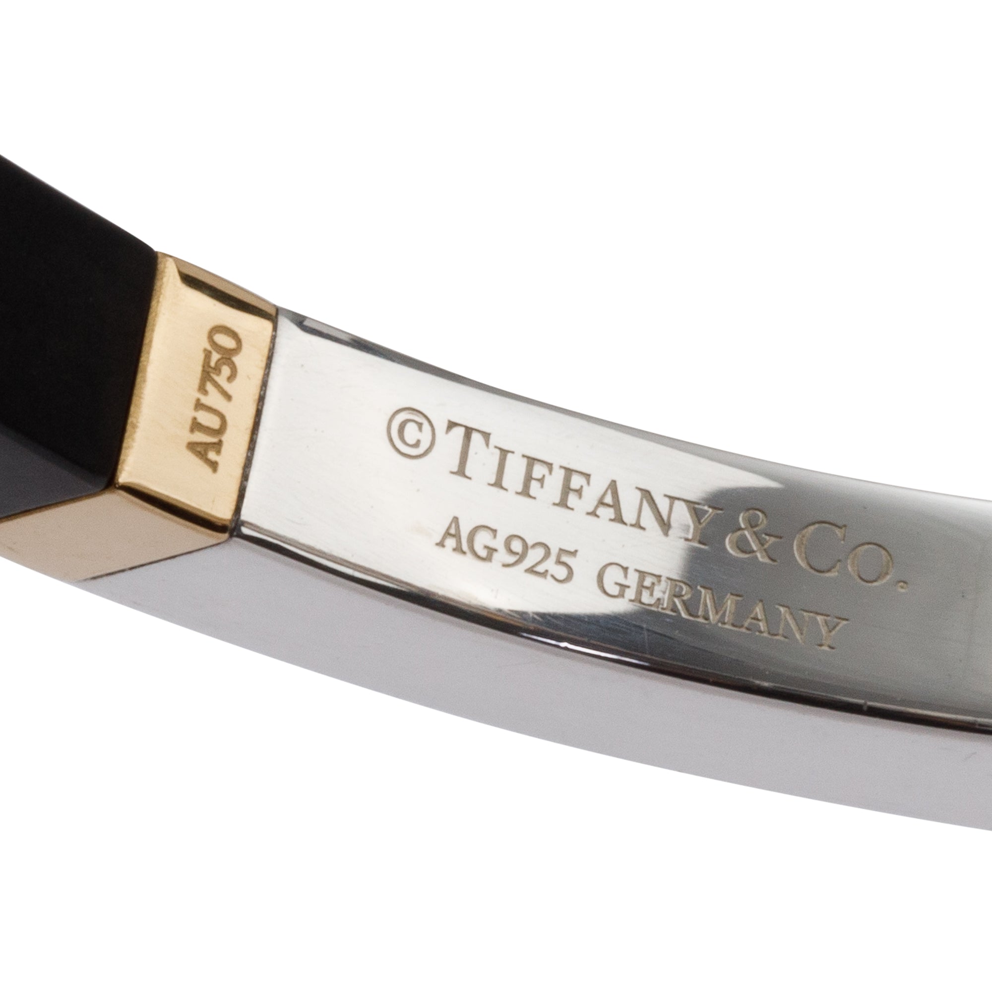 Tiffany & Co. Sterling Silver & 18k Yellow Gold Limited Edition T Square Bracelet with Black Ceramic