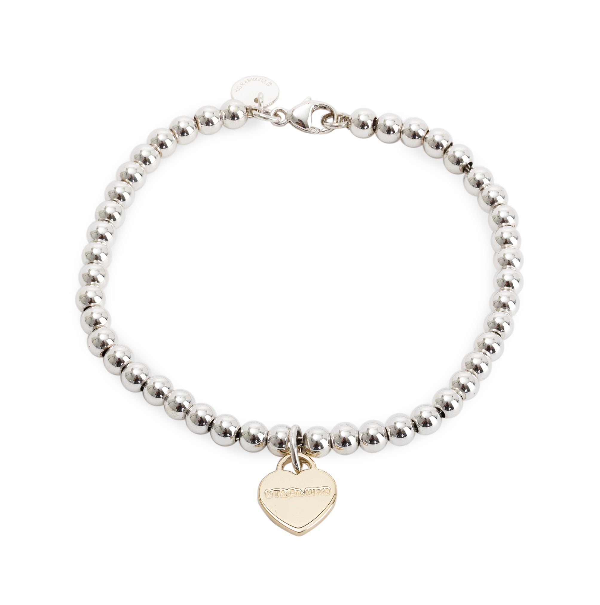 And Co Tiffany Small Bead Bracelet With Heart Tiffany Sterling