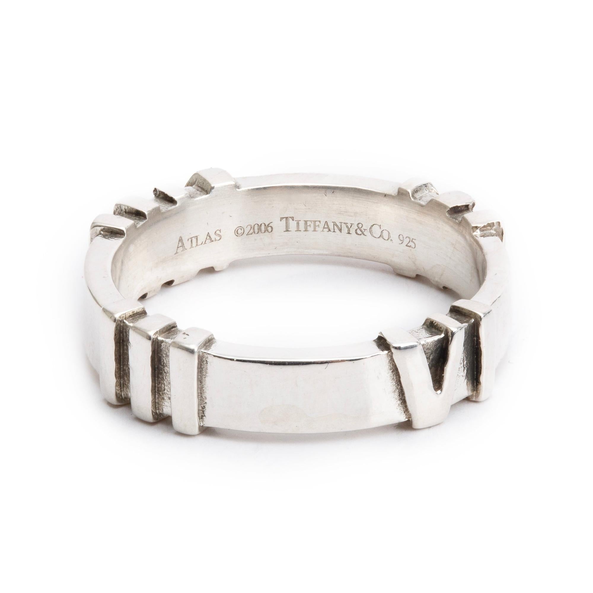 Tiffany & Co. Sterling Silver 4 MM Atlas Band, Size 7