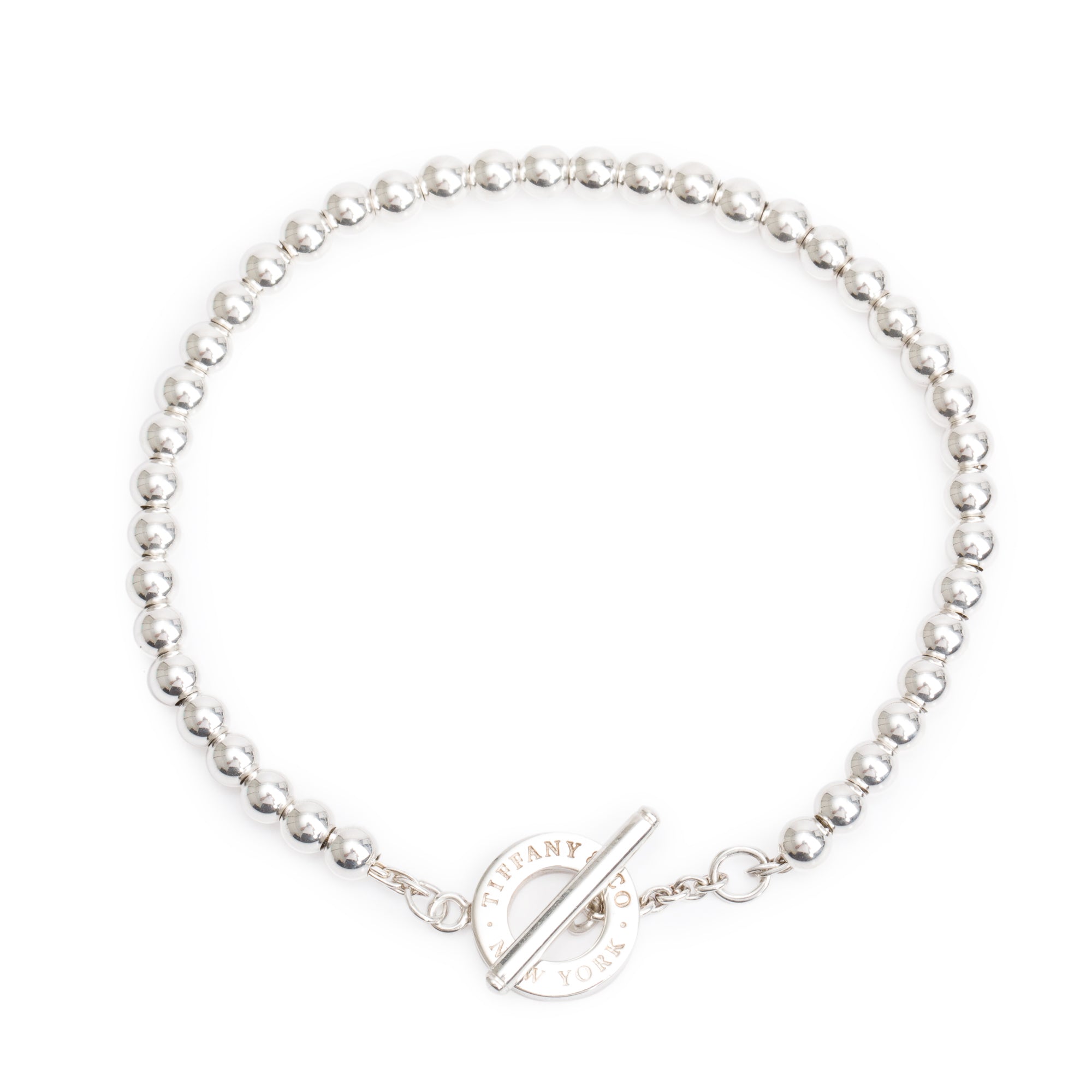 Tiffany & Co. Sterling Silver 4 MM Bead Toggle Bracelet