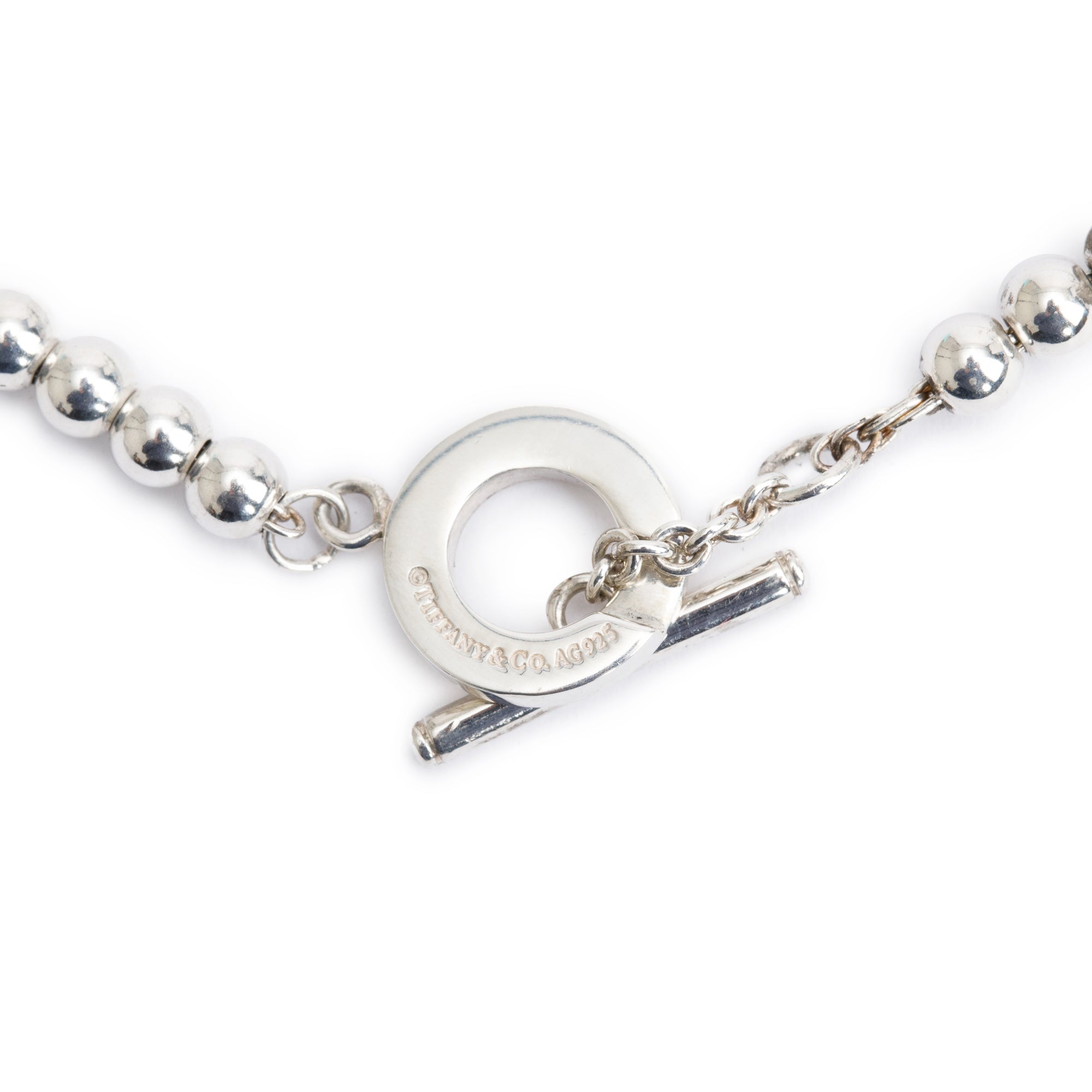 Tiffany & Co. Sterling Silver 4 MM Bead Toggle Necklace