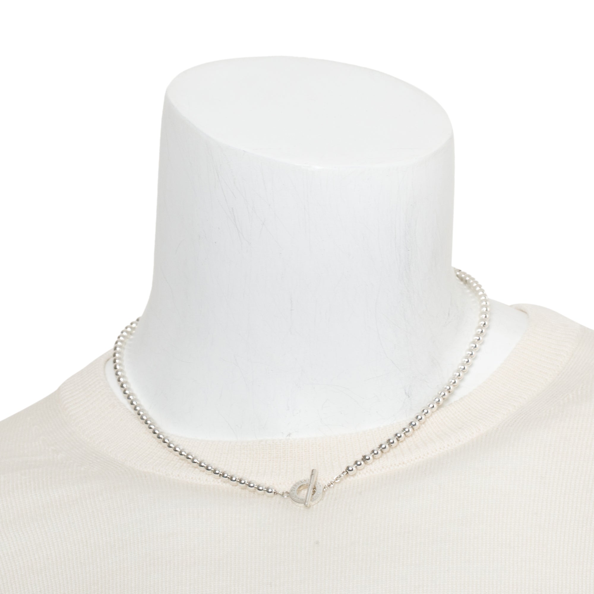 Tiffany & Co. Sterling Silver 4 MM Bead Toggle Necklace